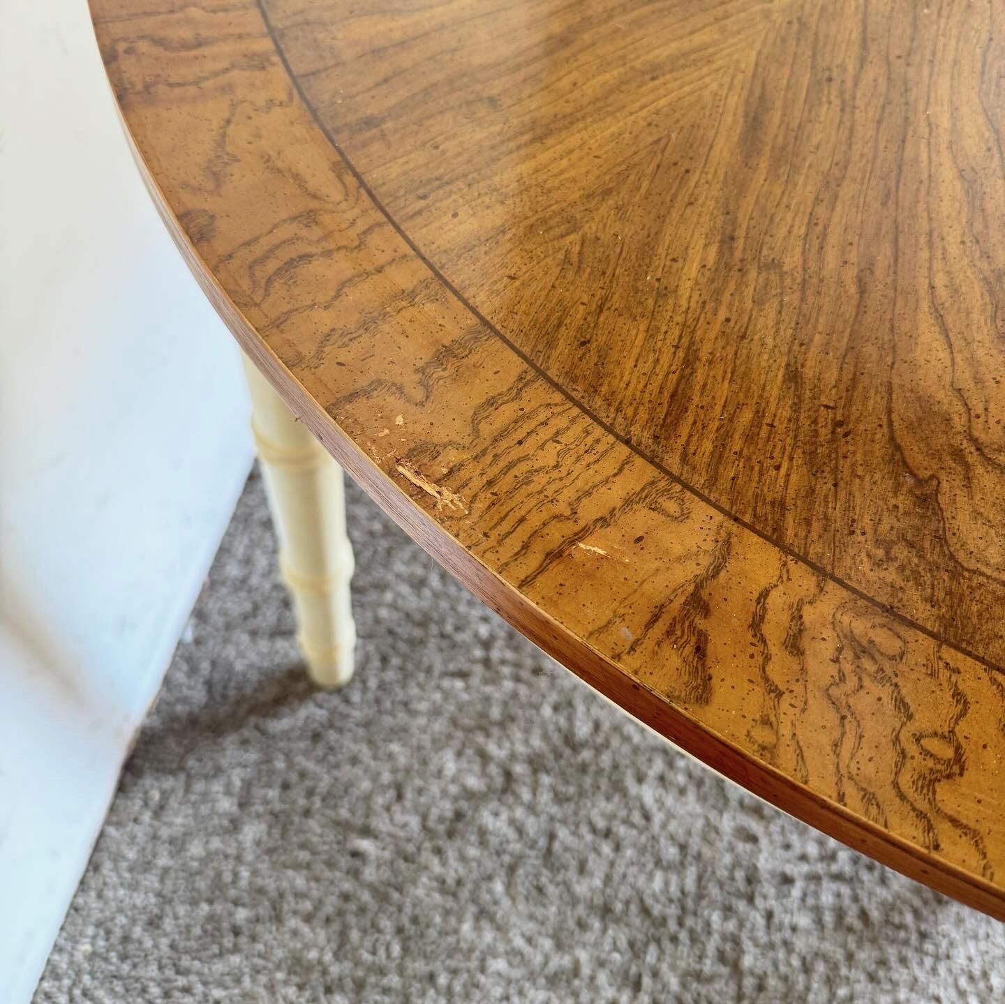 Regency Faux Bamboo Extendable Oval Dining Table In Good Condition In Delray Beach, FL