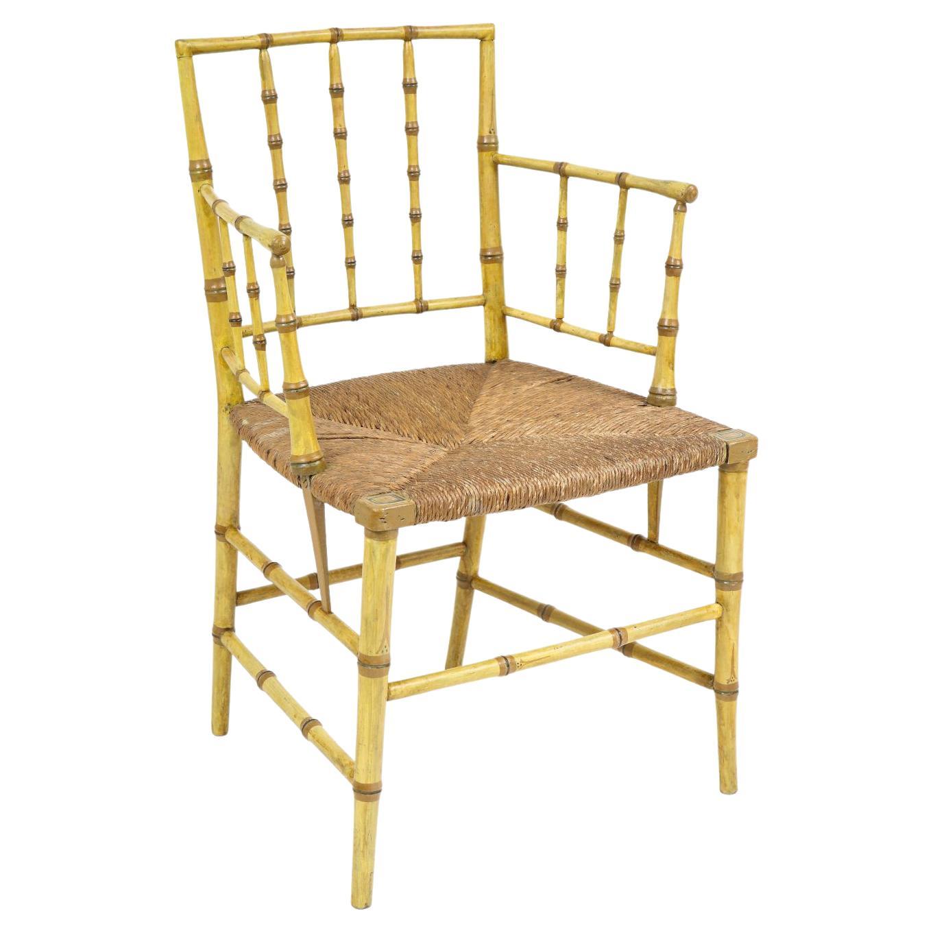 Regency Faux Bamboo Painted Armchair