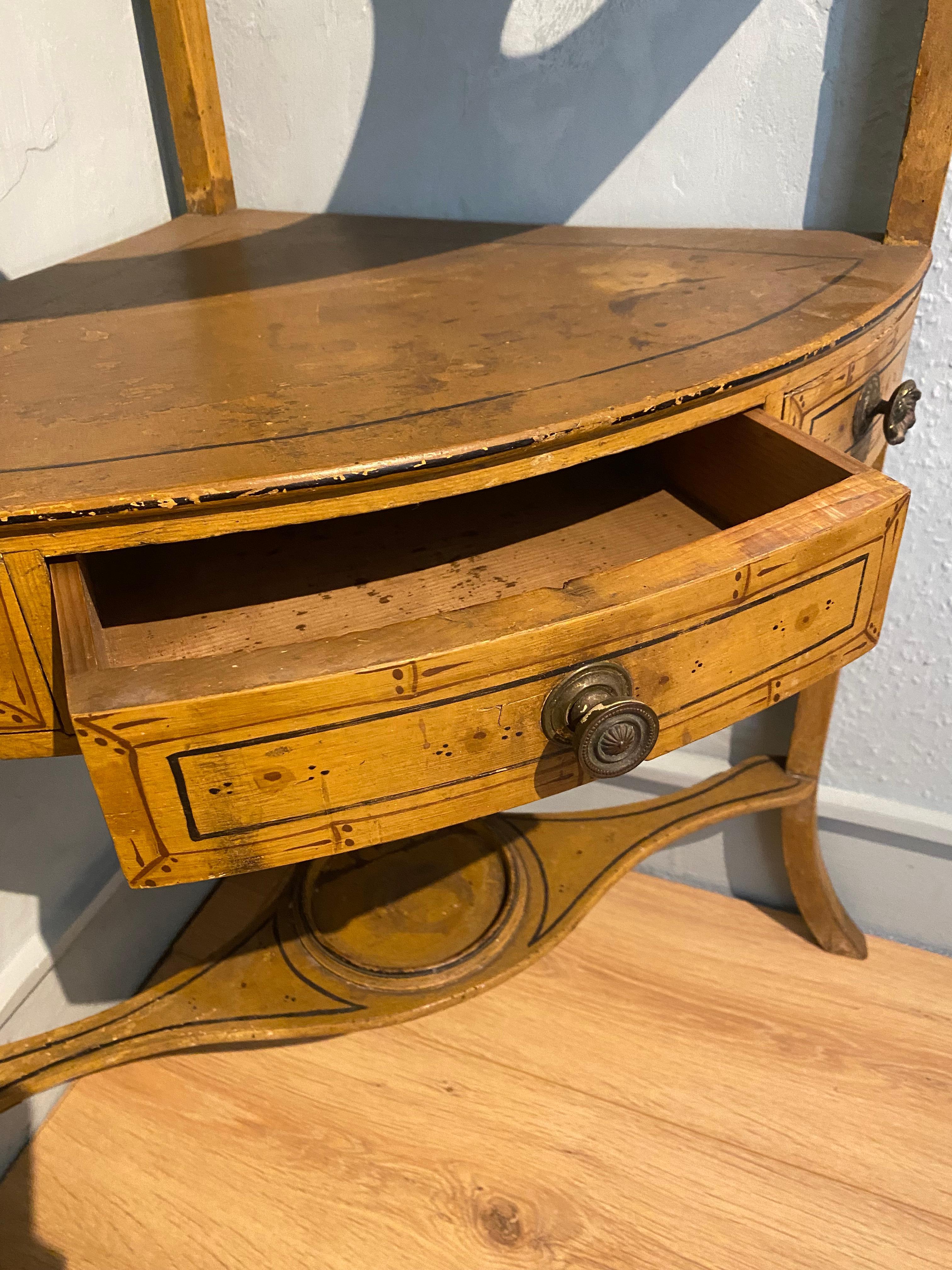 Regency Faux Bamboo Painted Corner Washstand In Good Condition In Sherborne, GB