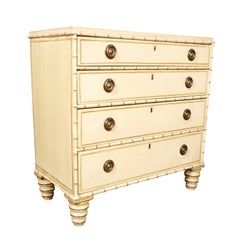 Regency Faux Bamboo Painted Pine Chest Of Drawers