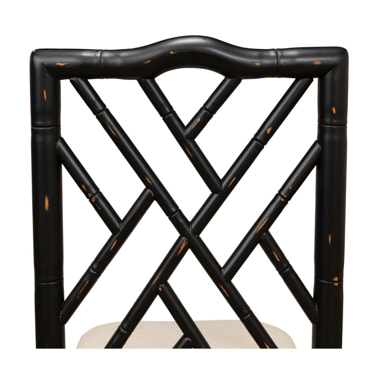 Regency Faux Bamboo Side Chair, Black Finish For Sale 5