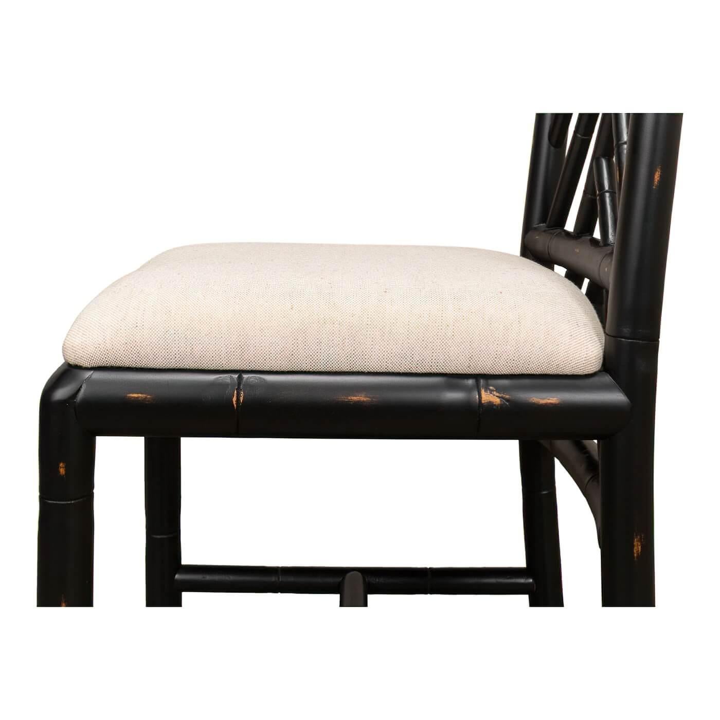 Regency Faux Bamboo Side Chair, Black Finish For Sale 2