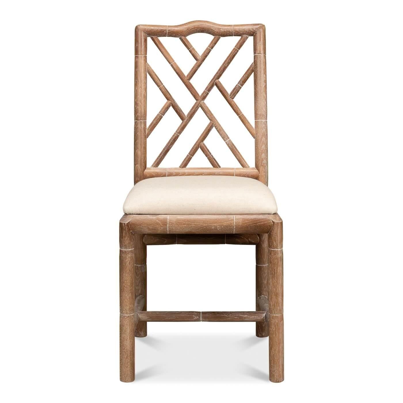 Asian Regency Faux Bamboo Side Chair For Sale