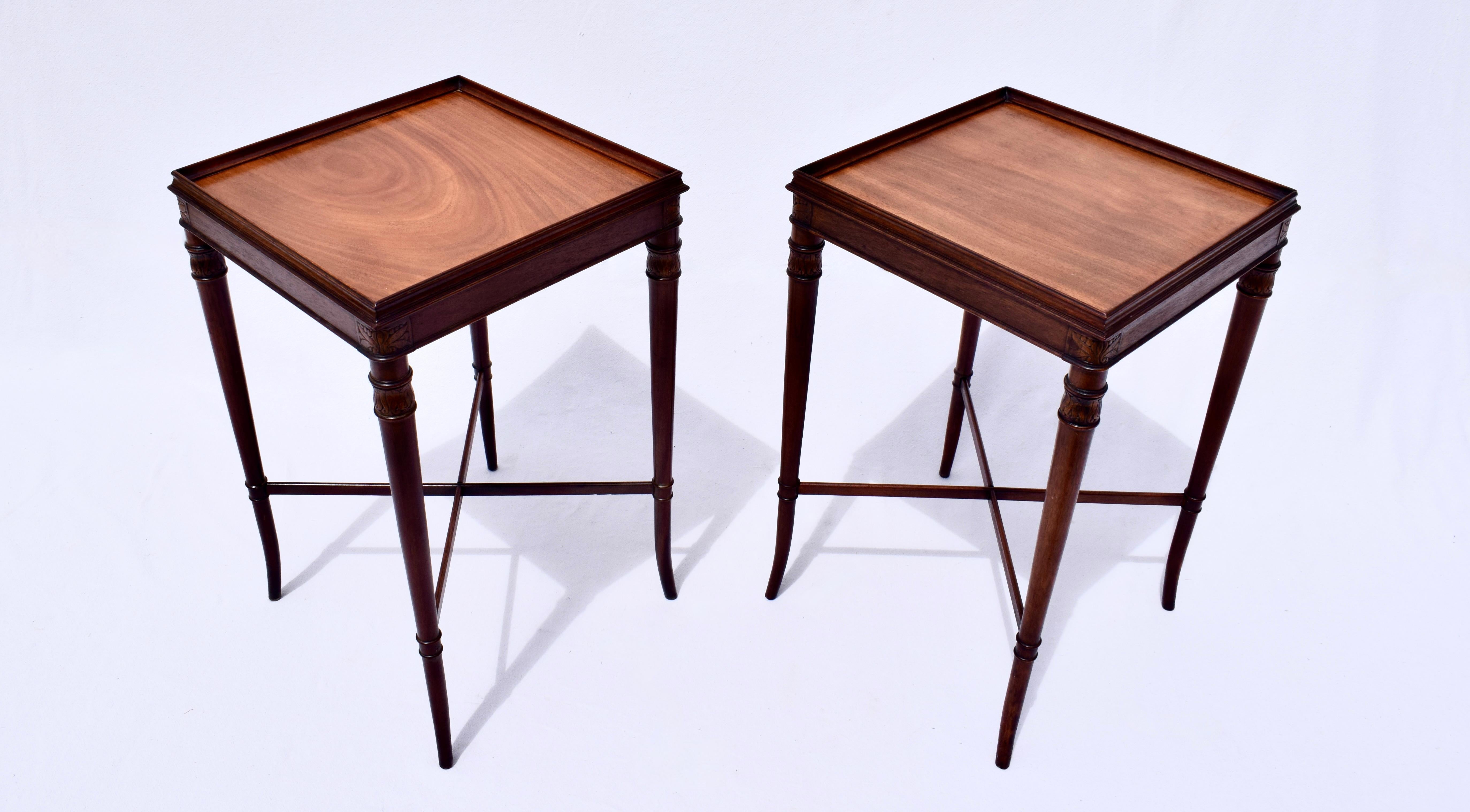 American Regency Faux Bamboo Side Tables For Sale