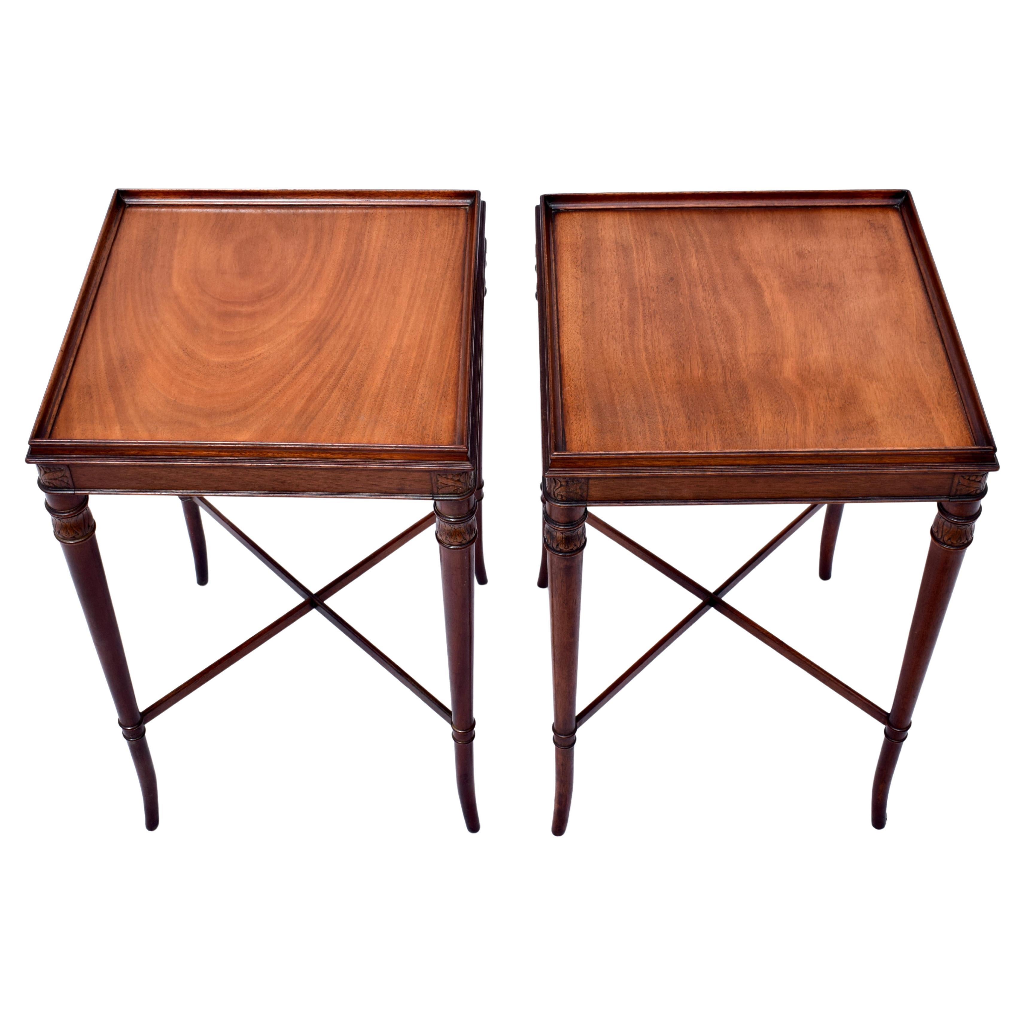 Regency Faux Bamboo Side Tables For Sale