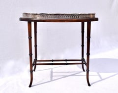 Regency Faux Bamboo Mahogany and Silver Tray Table