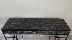 Regency Faux Marble Iron Sideboard by Roger Thibier