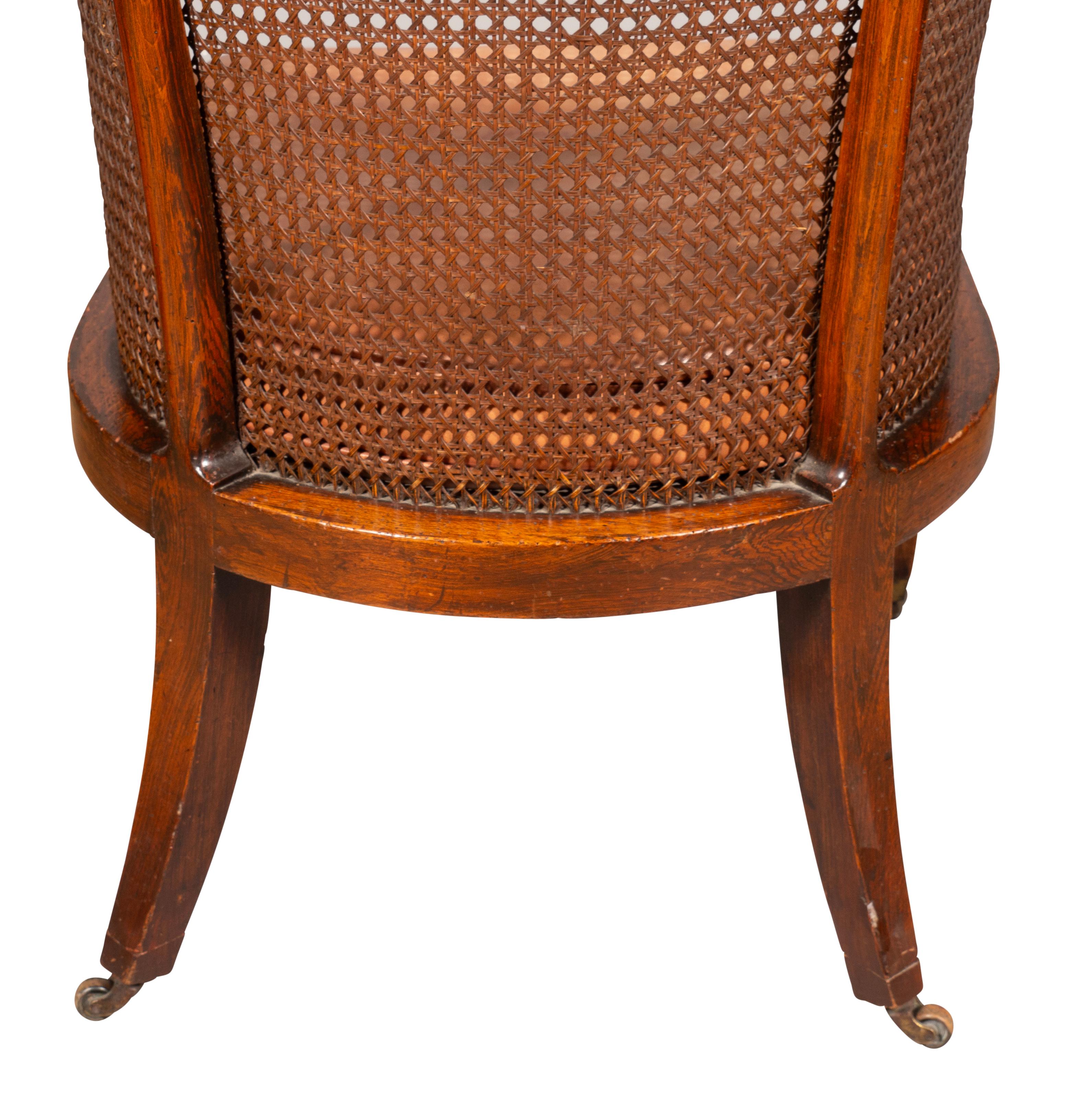 Regency Faux Rosewood Caned Bergere For Sale 3