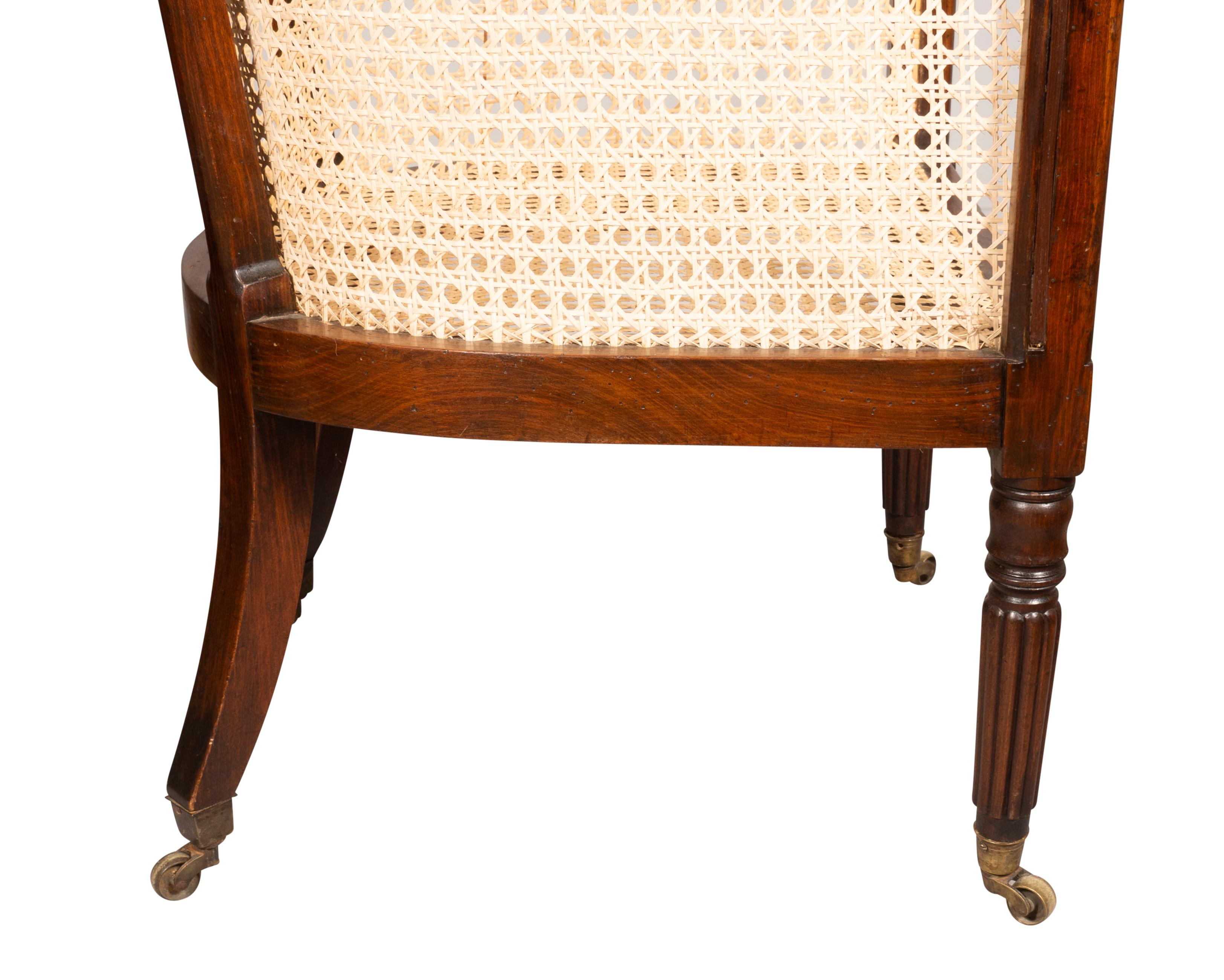 Regency Faux Rosewood Caned Bergere For Sale 3