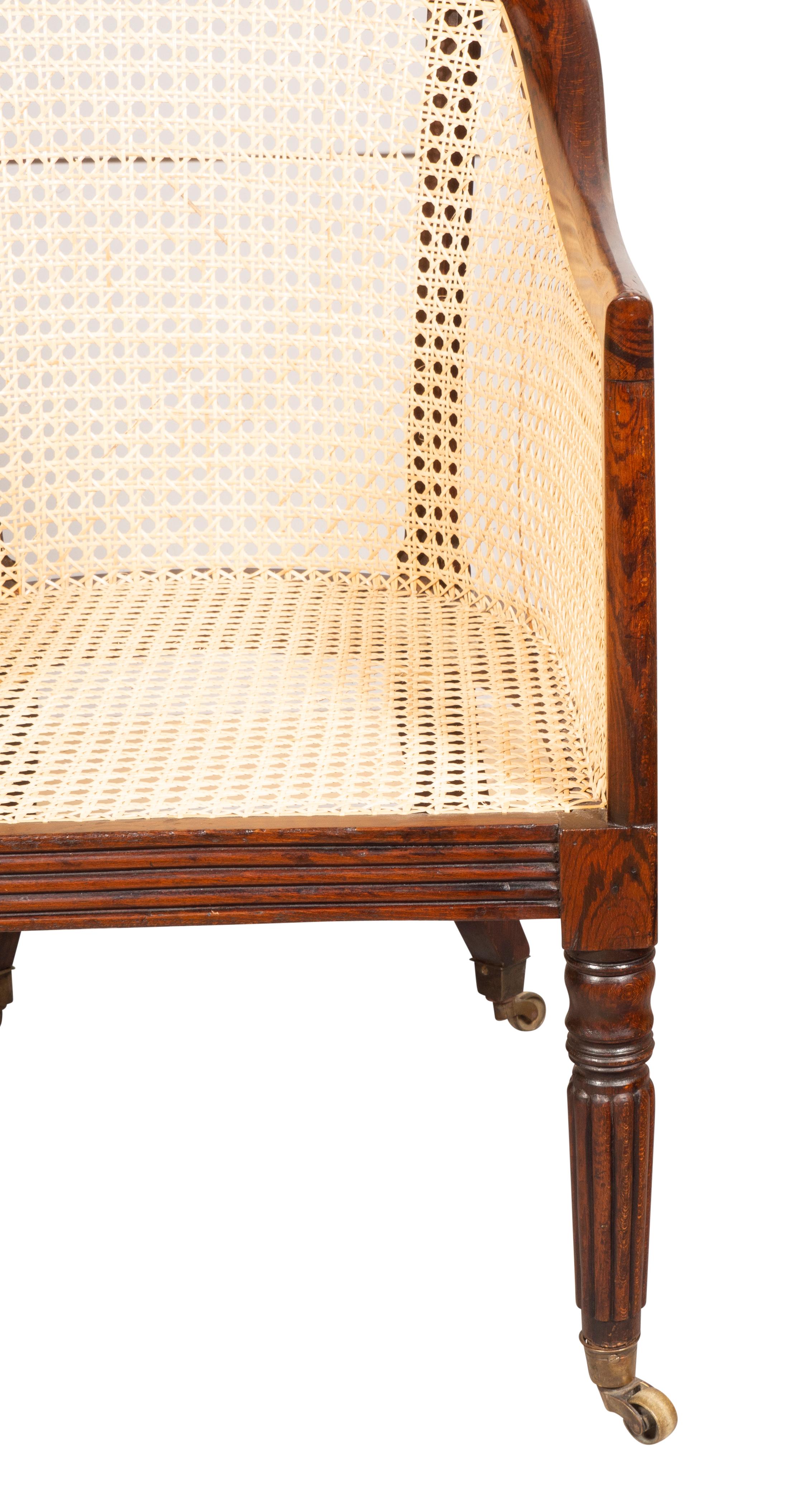 Regency Faux Rosewood Caned Bergere For Sale 5