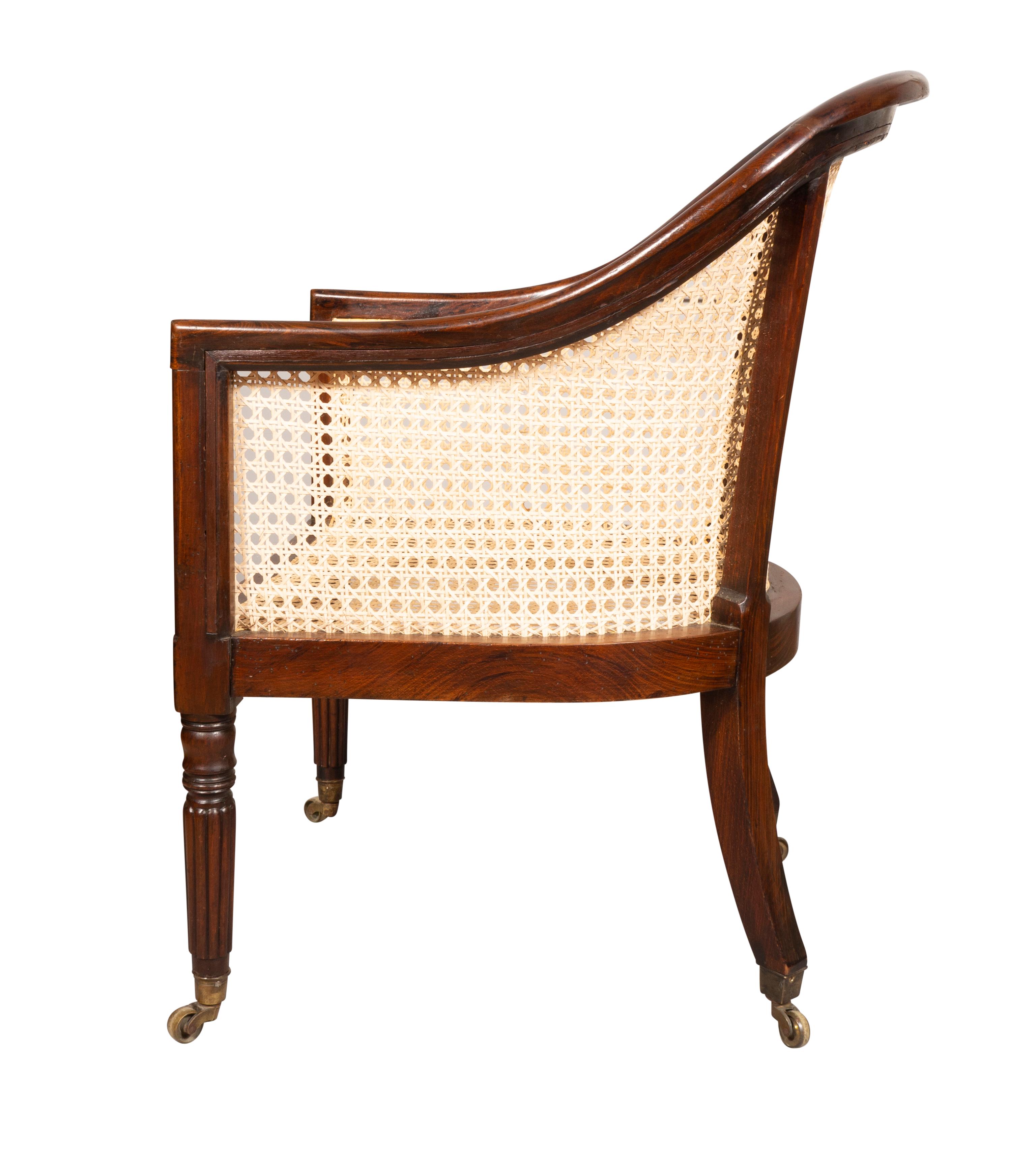Faux Bois Regency Faux Rosewood Caned Bergere For Sale