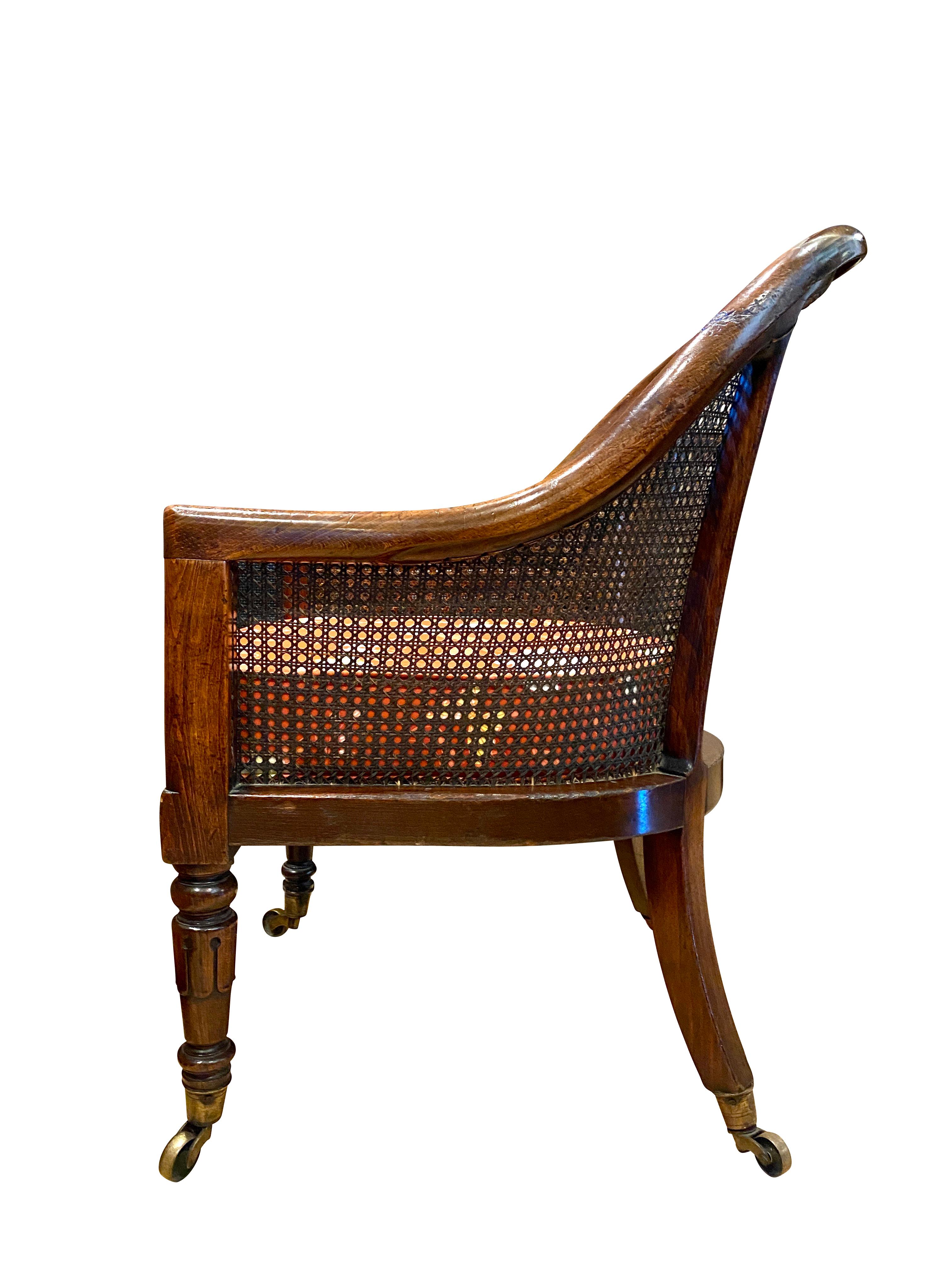 Regency Faux Rosewood Caned Tub Chair 4