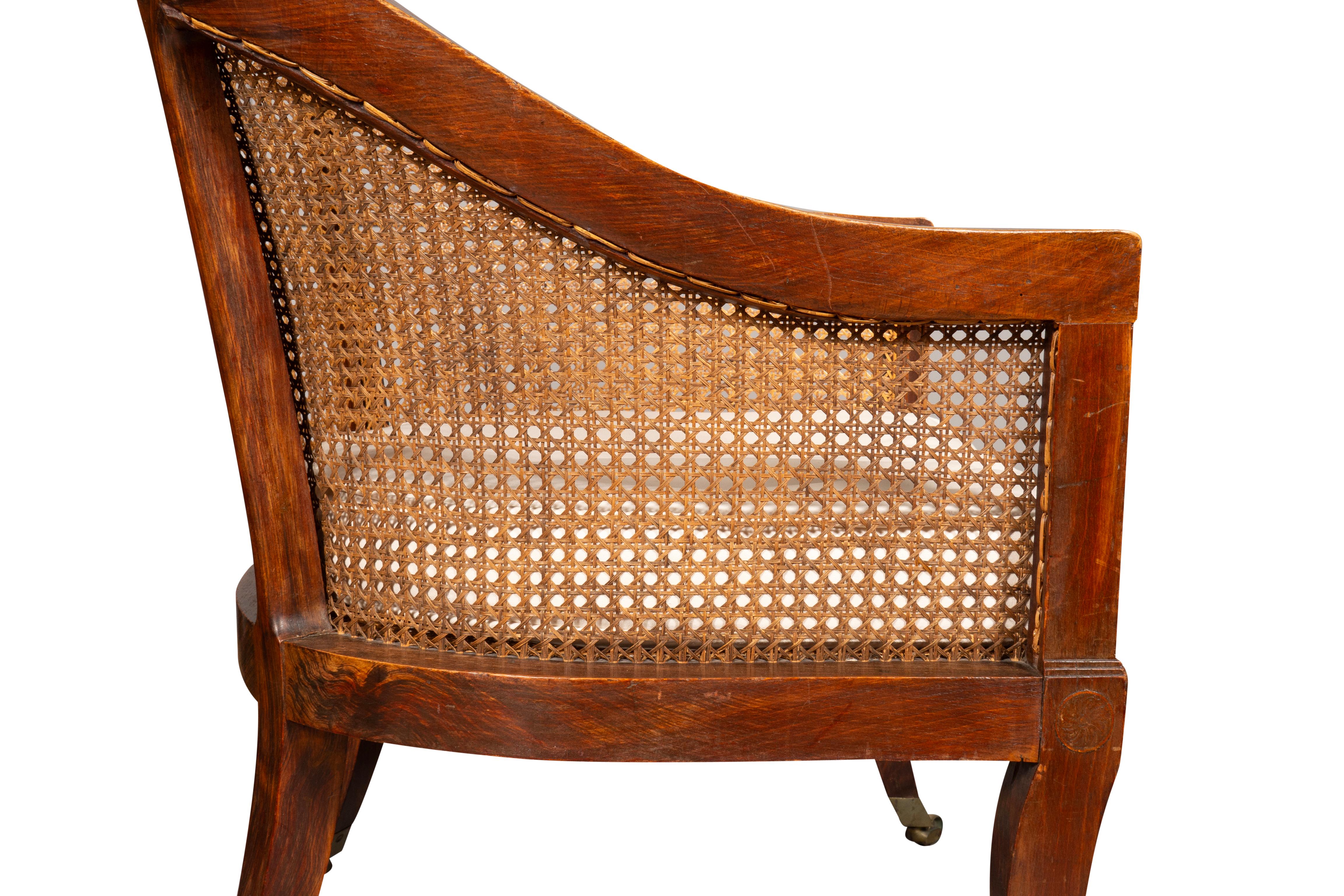 Regency Faux Rosewood Caned Tub Chair For Sale 7
