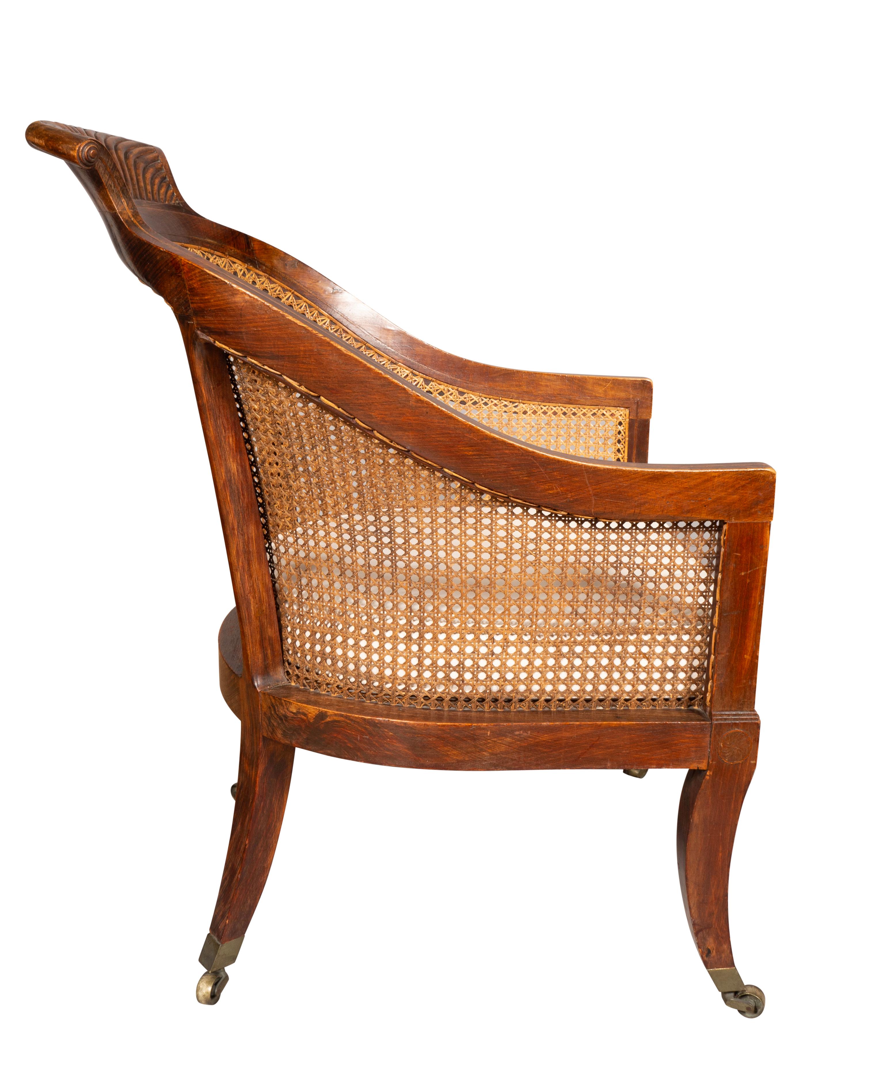 Regency Faux Rosewood Caned Tub Chair (Englisch) im Angebot