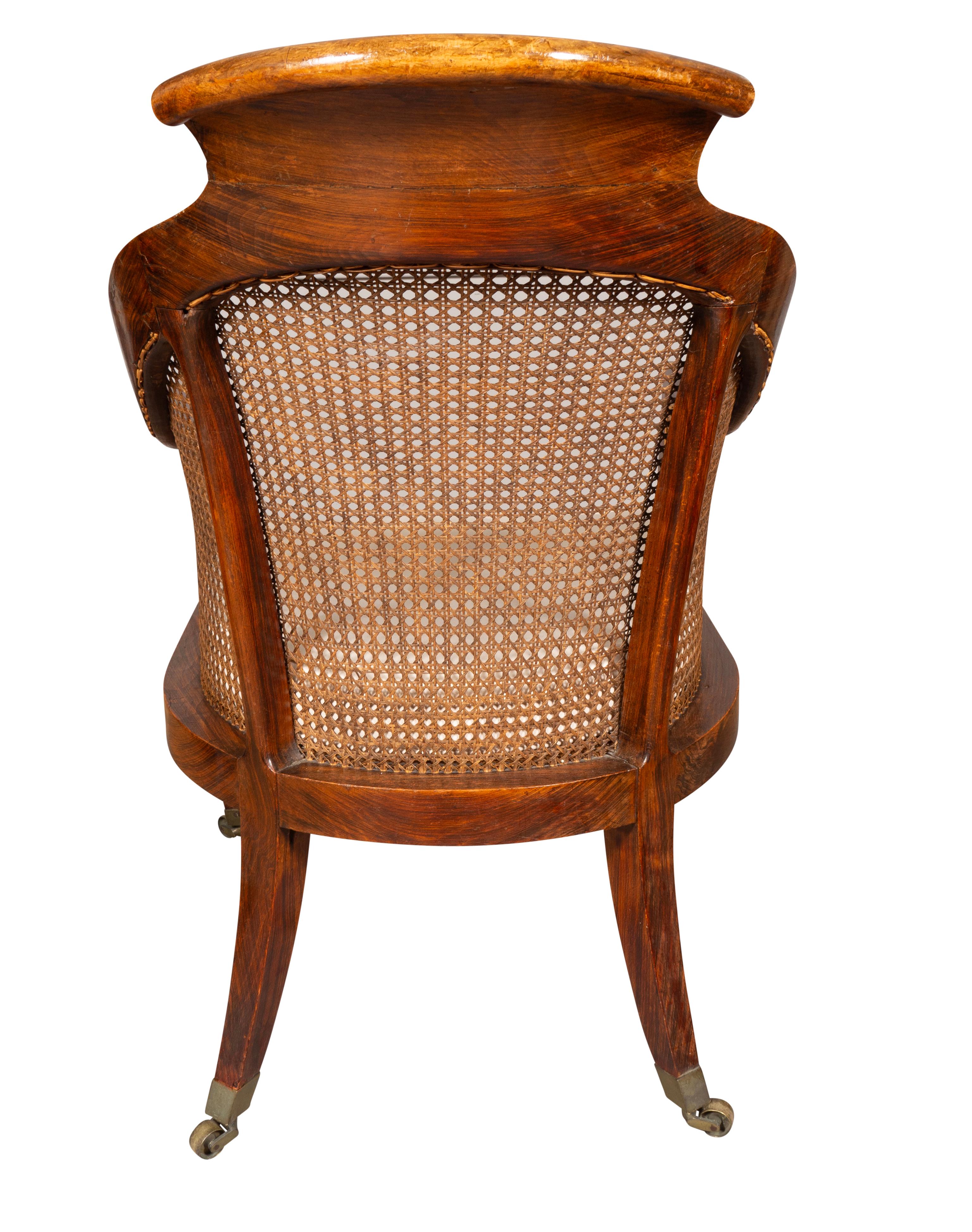Faux Bois Regency Faux Rosewood Caned Tub Chair For Sale