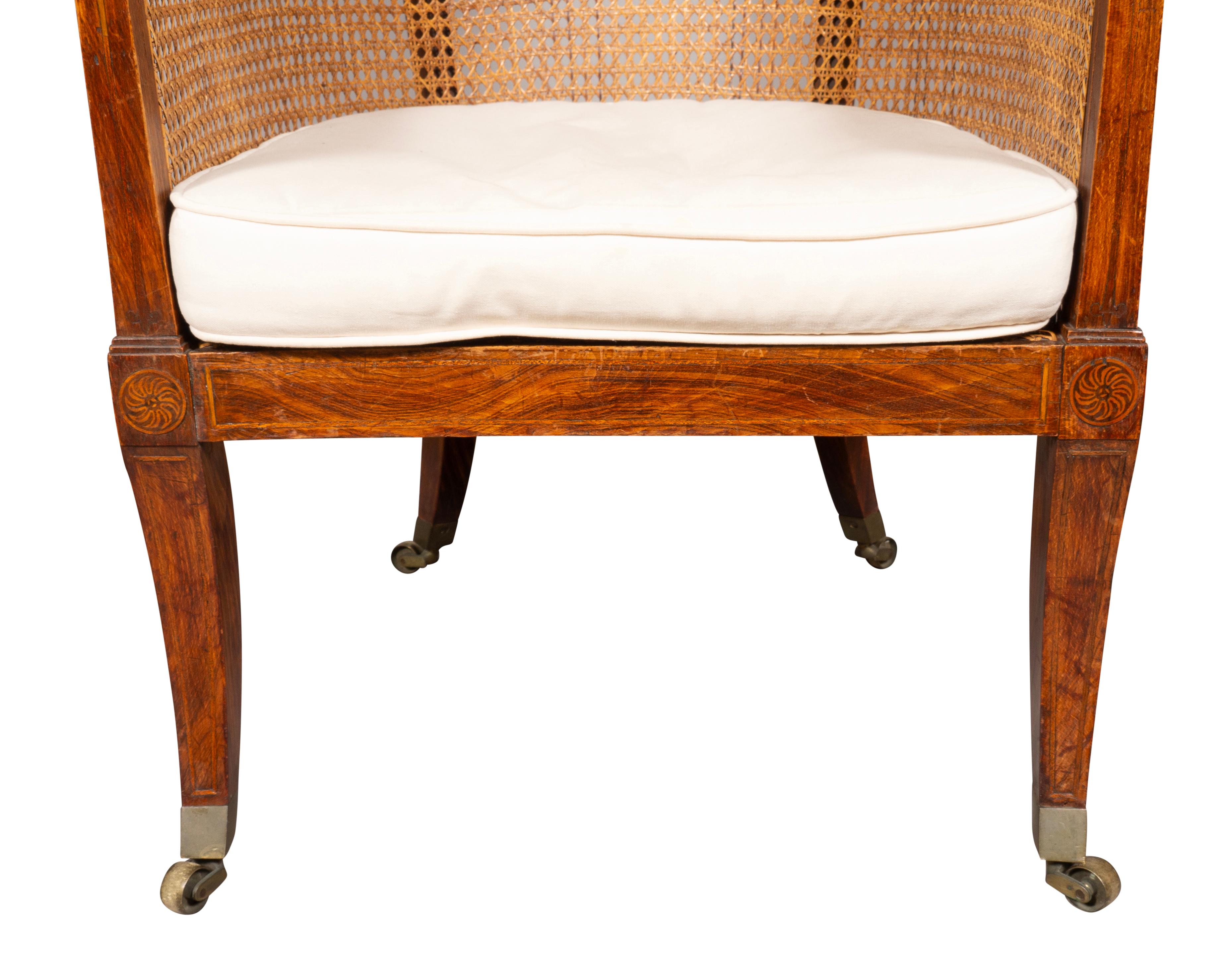 Regency Faux Rosewood Caned Tub Chair For Sale 1