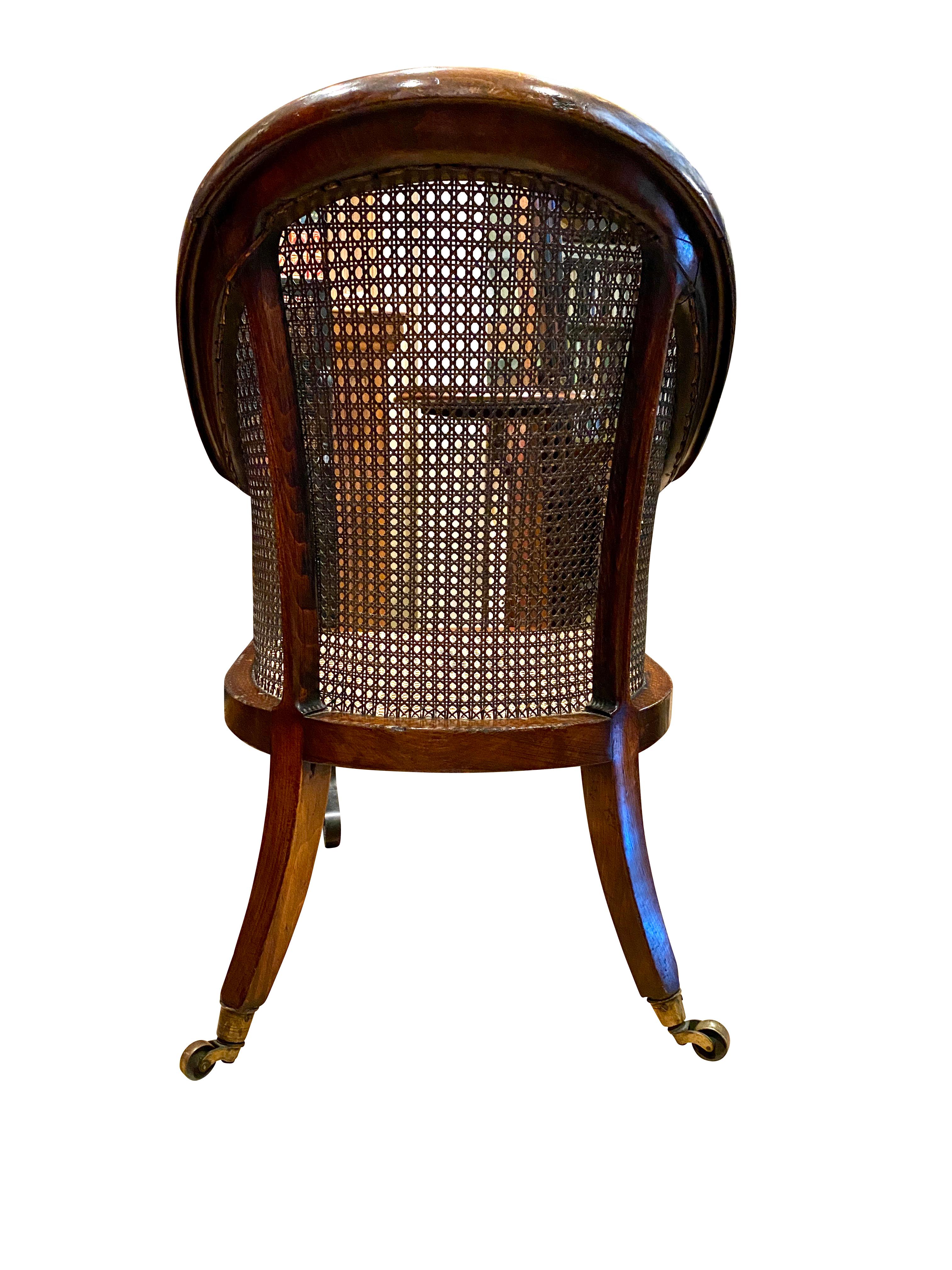 Regency Faux Rosewood Caned Tub Chair 2