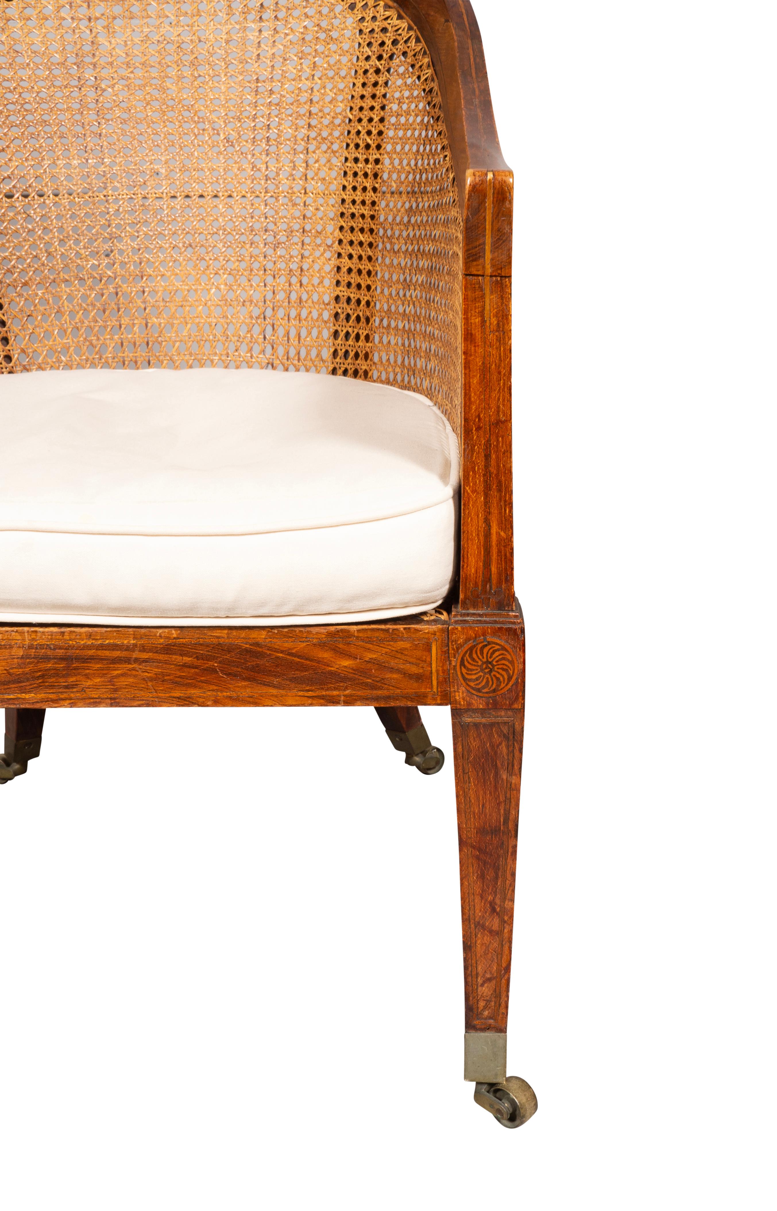 Regency Faux Rosewood Caned Tub Chair For Sale 2