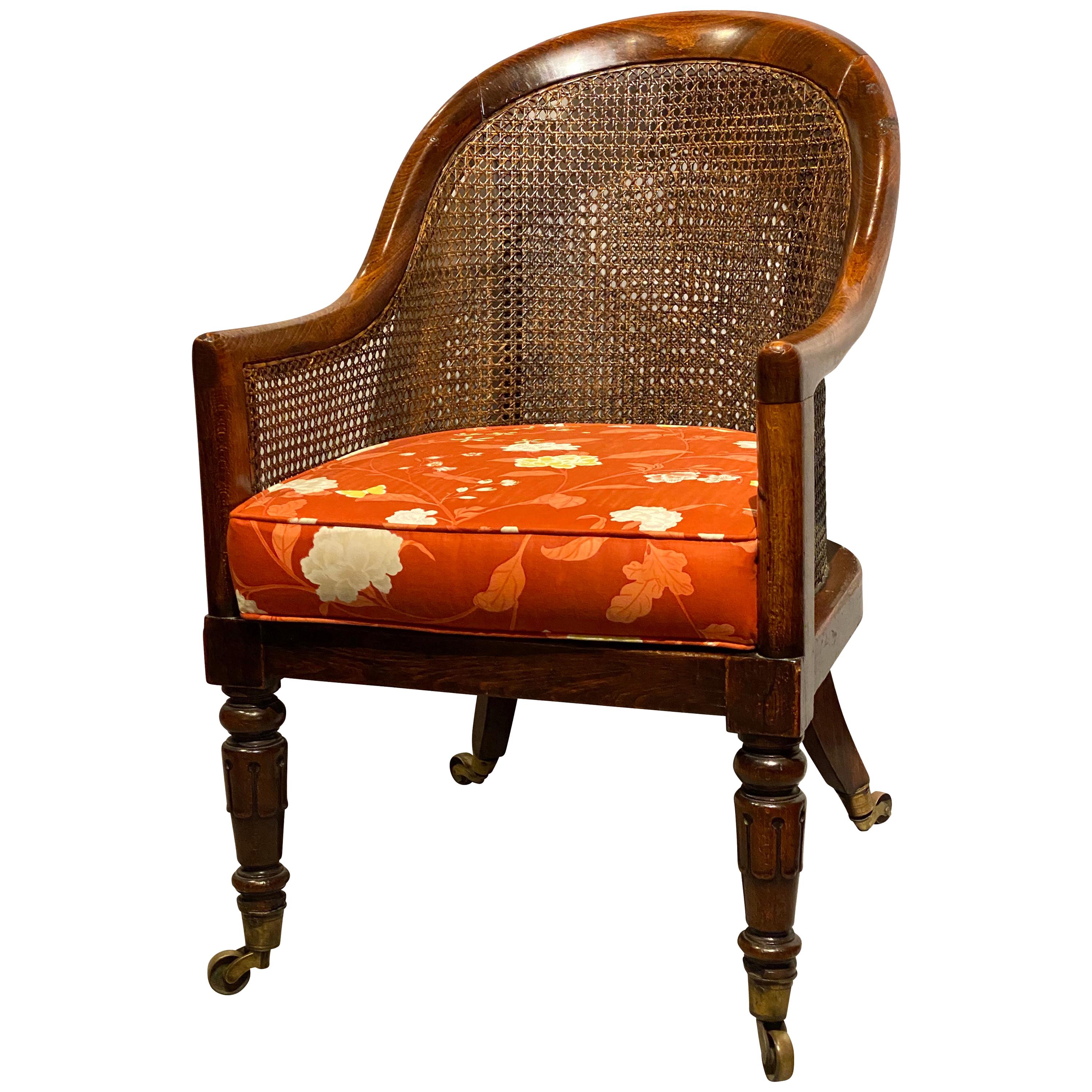 Regency Faux Rosewood Caned Tub Chair