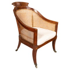 Vintage Regency Faux Rosewood Caned Tub Chair