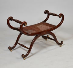 Regency Faux Rosewood Curule Bench
