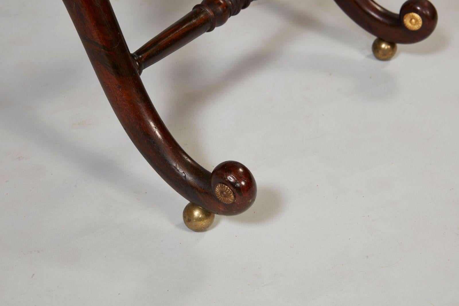 Regency Faux Rosewood Curule Bench In Good Condition In Greenwich, CT