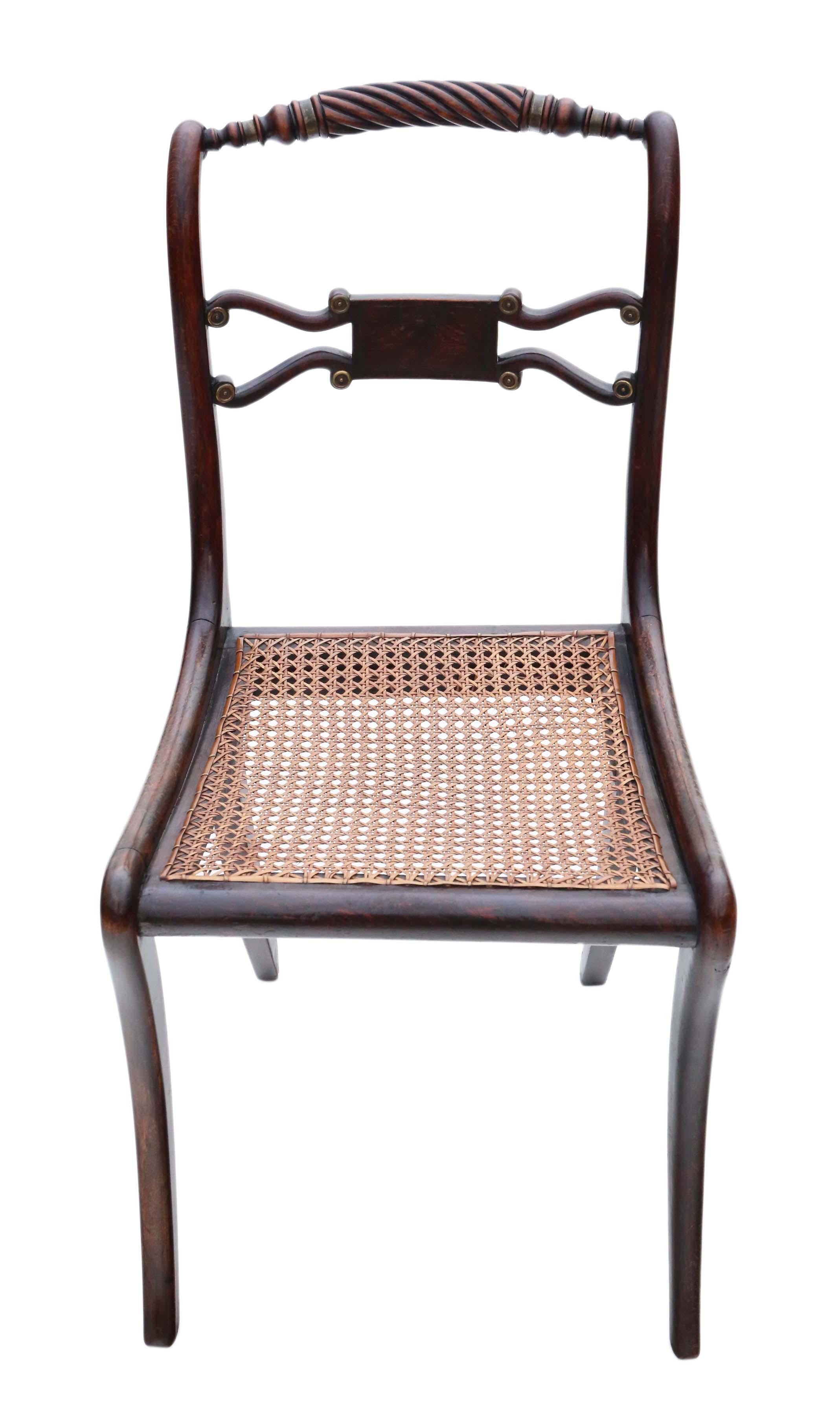 Wood Regency Faux Rosewood Dining Chairs: Set of 8, Antique Quality, 19th Century For Sale