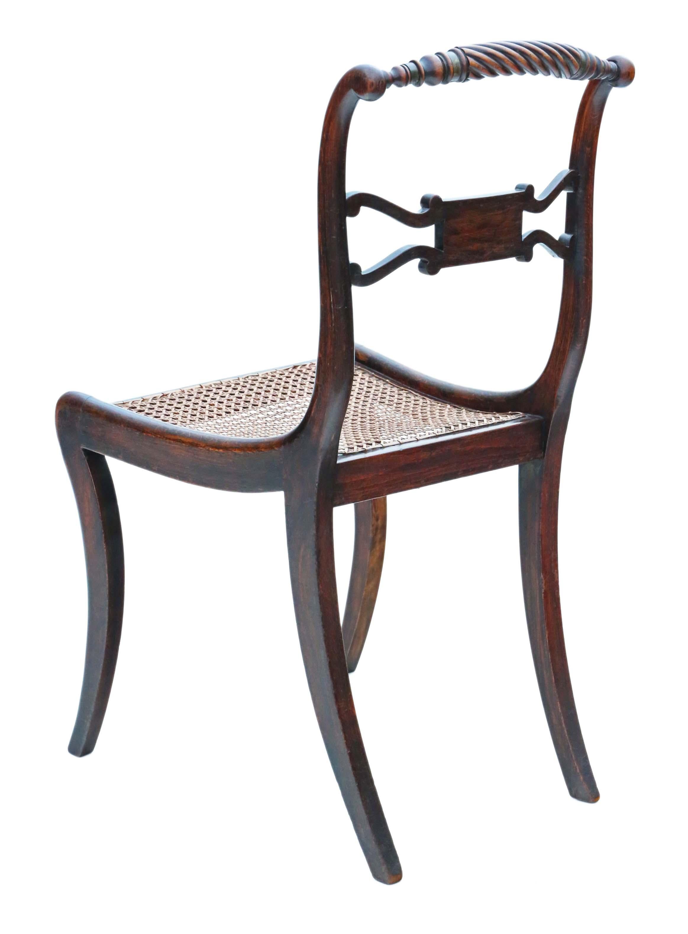 Regency Faux Rosewood Dining Chairs: Set of 8, Antique Quality, 19th Century For Sale 1
