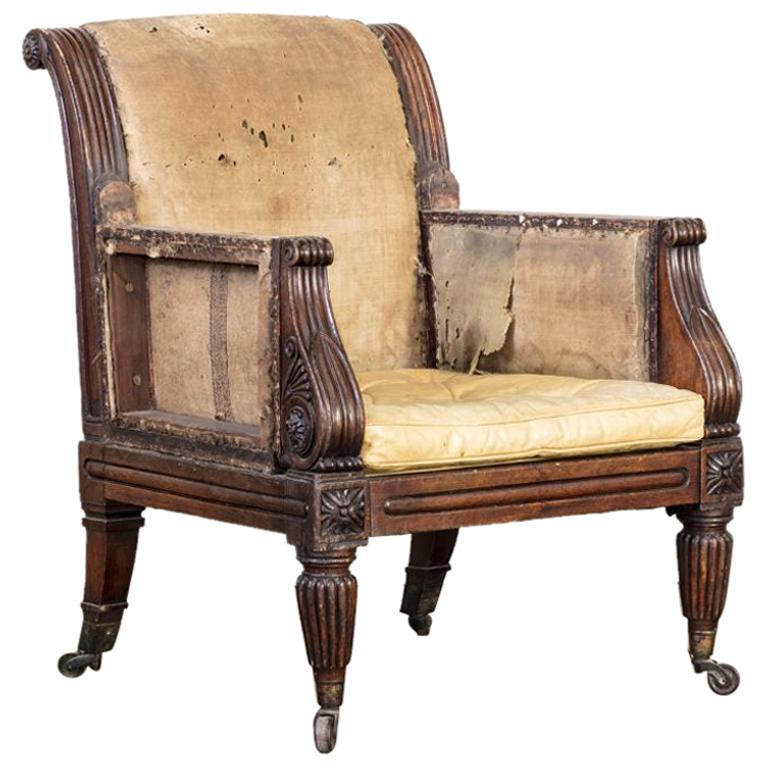 Regency Faux Rosewood Library Armchair For Sale
