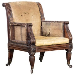 Antique Regency Faux Rosewood Library Armchair