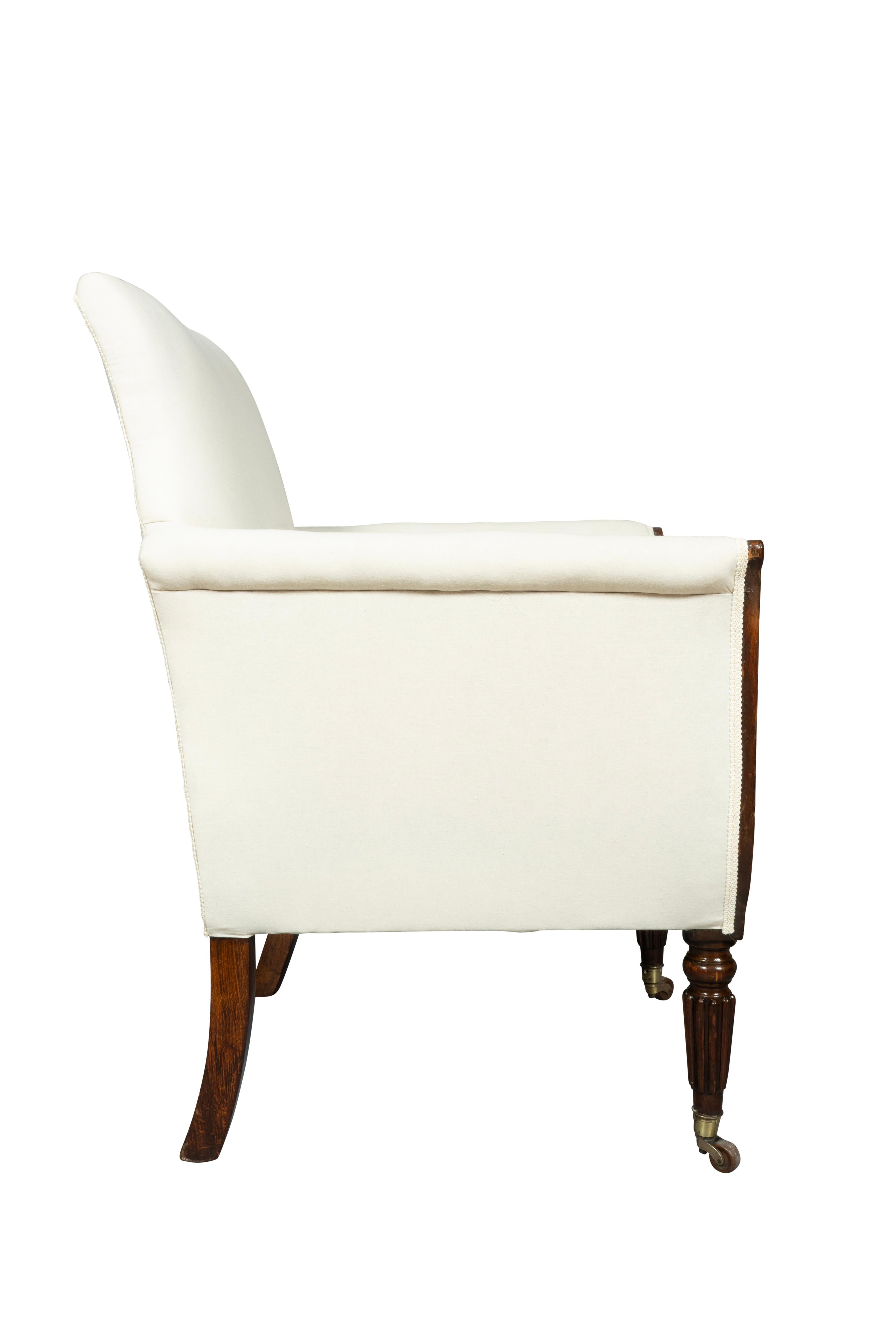 English Regency Faux Rosewood Upholstered Armchair For Sale