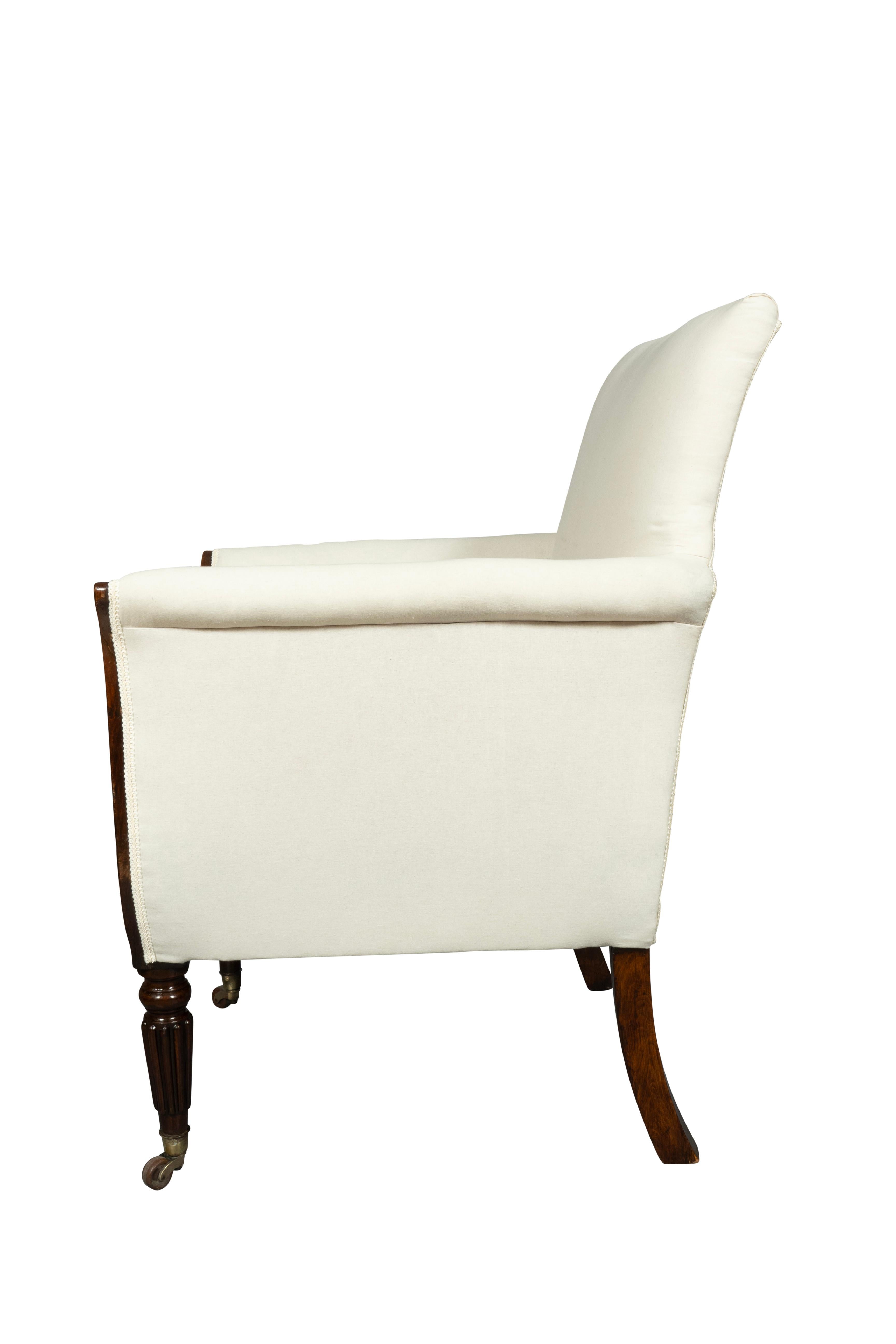 Regency Faux Rosewood Upholstered Armchair In Good Condition For Sale In Essex, MA