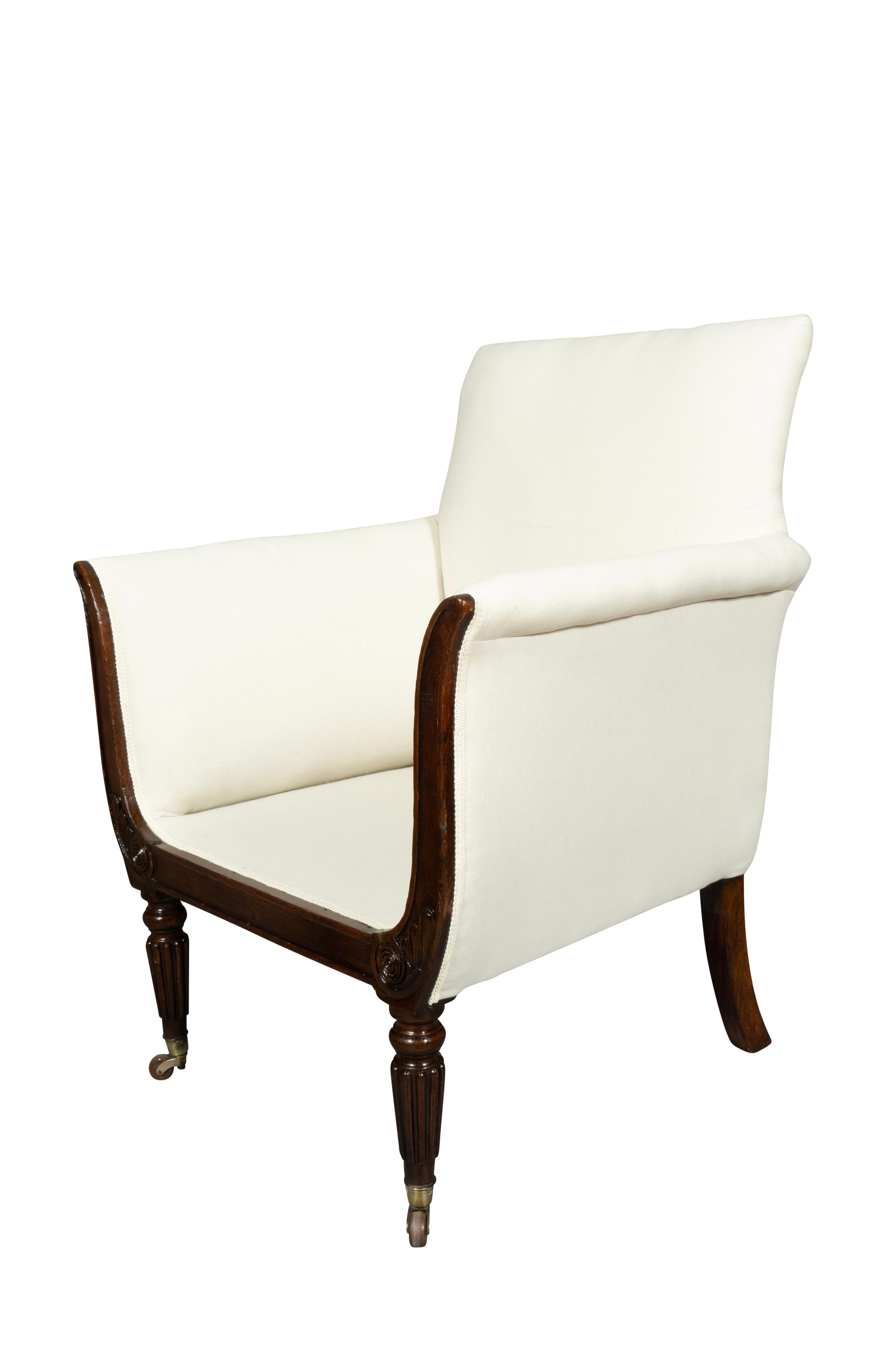 Early 19th Century Regency Faux Rosewood Upholstered Armchair For Sale