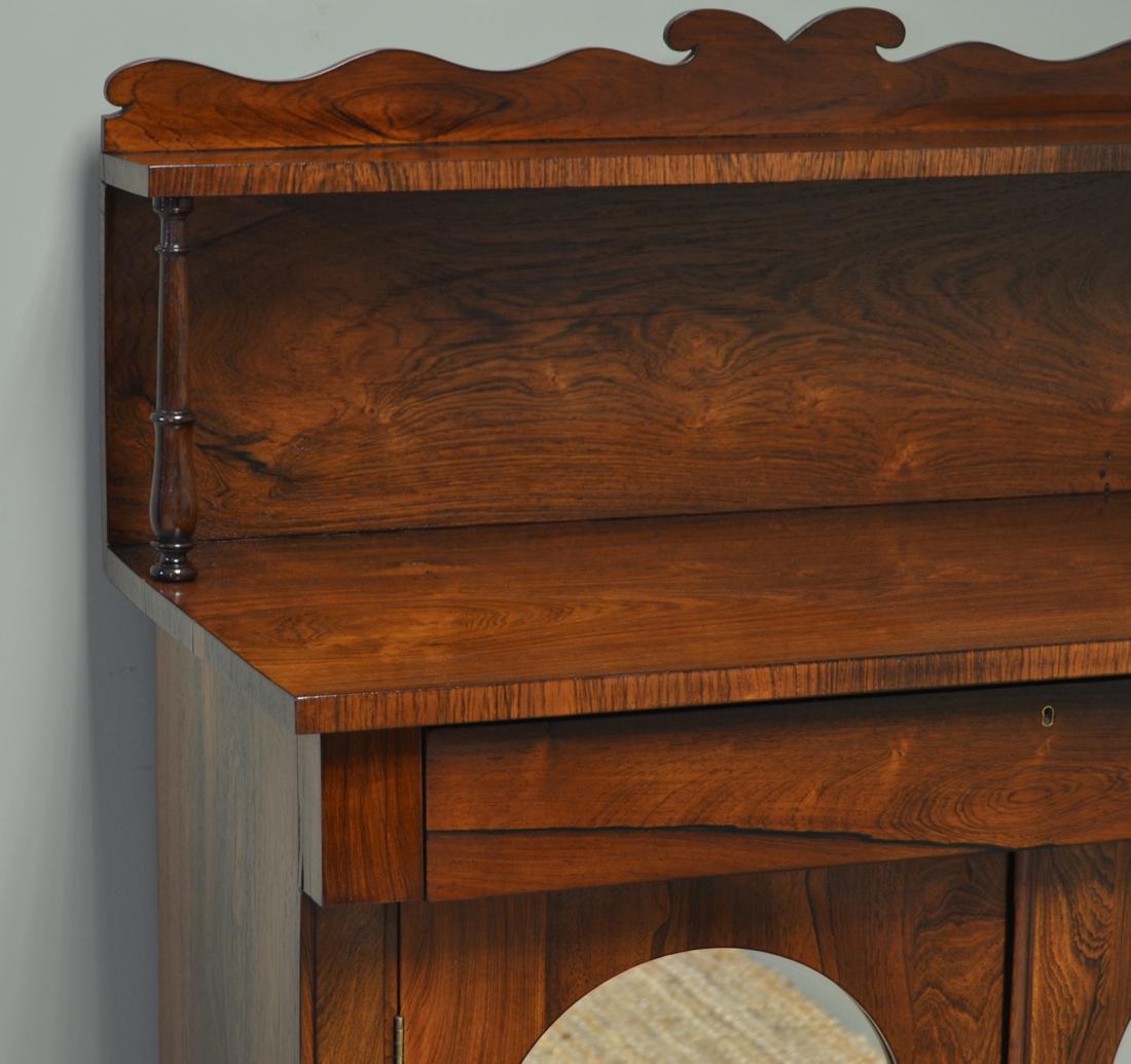 Regency Figured Rosewood Mirrored Antique Chiffonier / Cupboard In Good Condition For Sale In Link 59 Business Park, Clitheroe