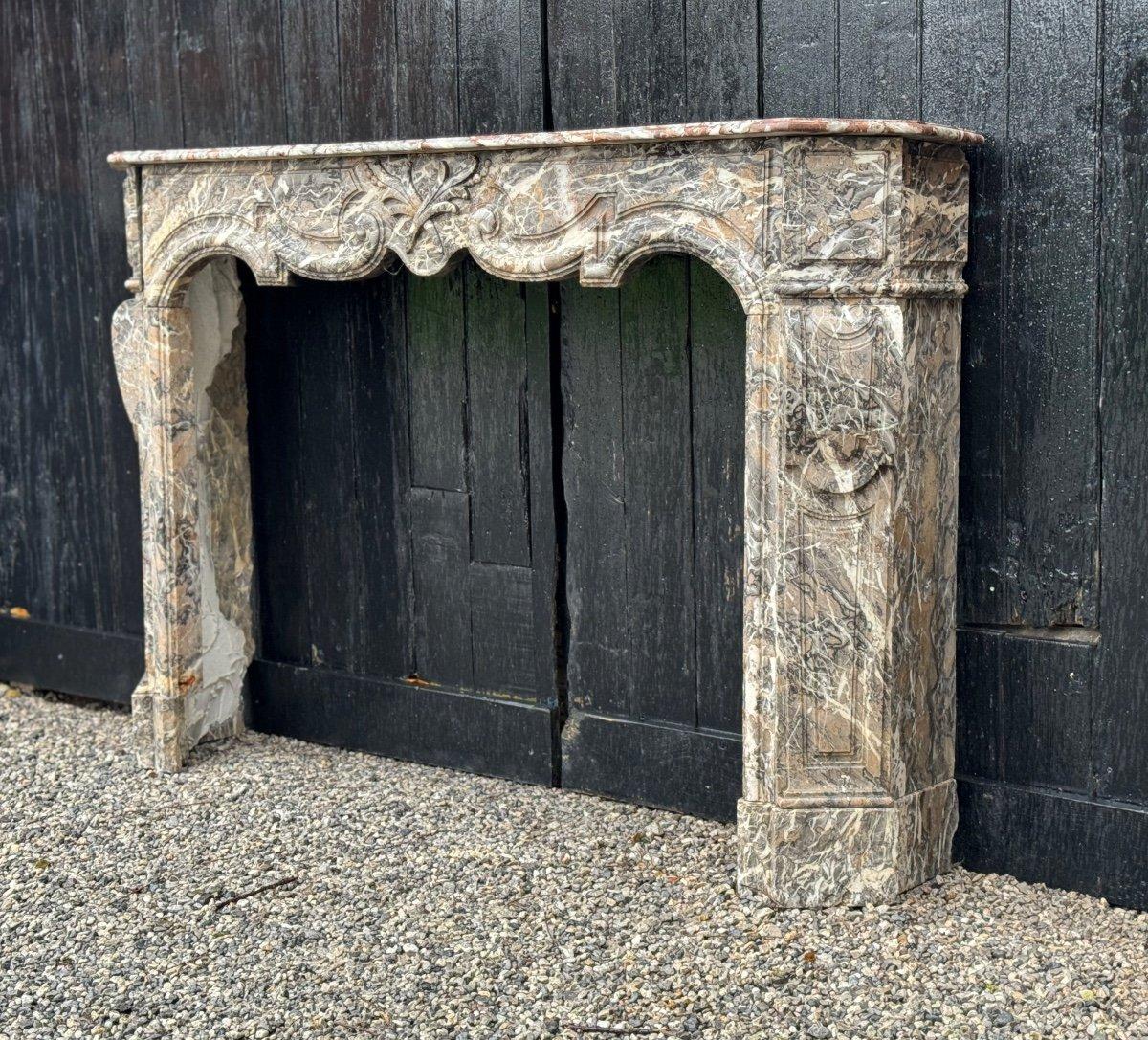 French Regency Fireplace In Gray Ardennes Marble, 18th Century For Sale
