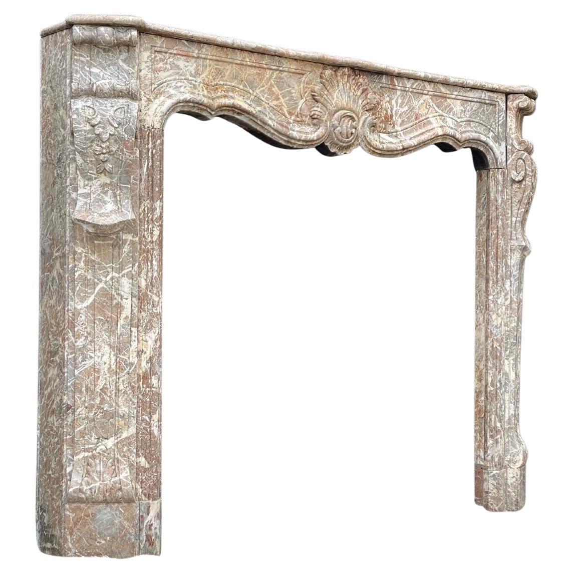 Regency Fireplace In Gray Ardennes Marble, 18th Century