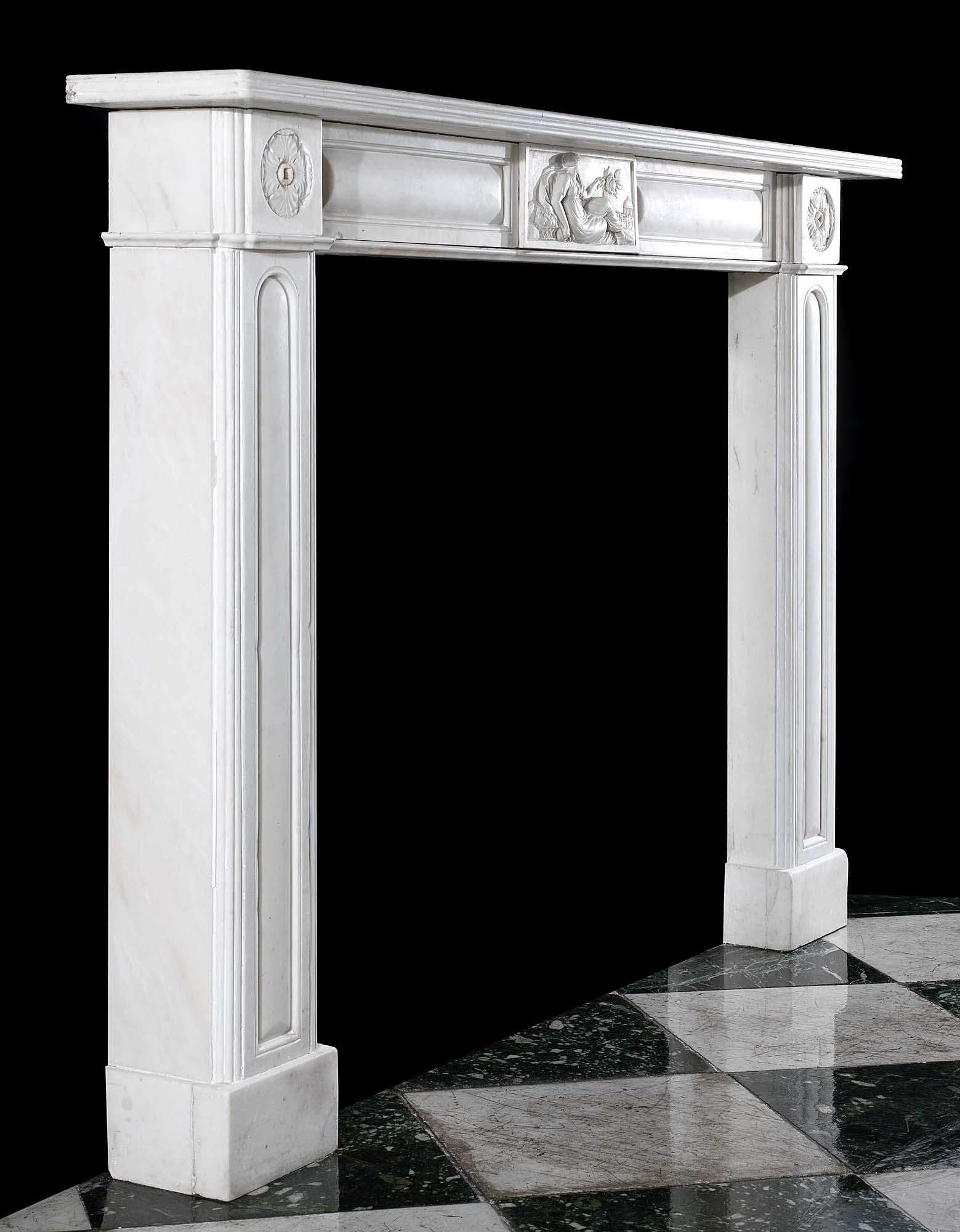 English Regency Fireplace in White Statuary Marble