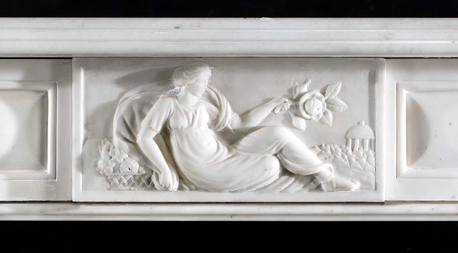 Regency Fireplace in White Statuary Marble In Good Condition In London, GB