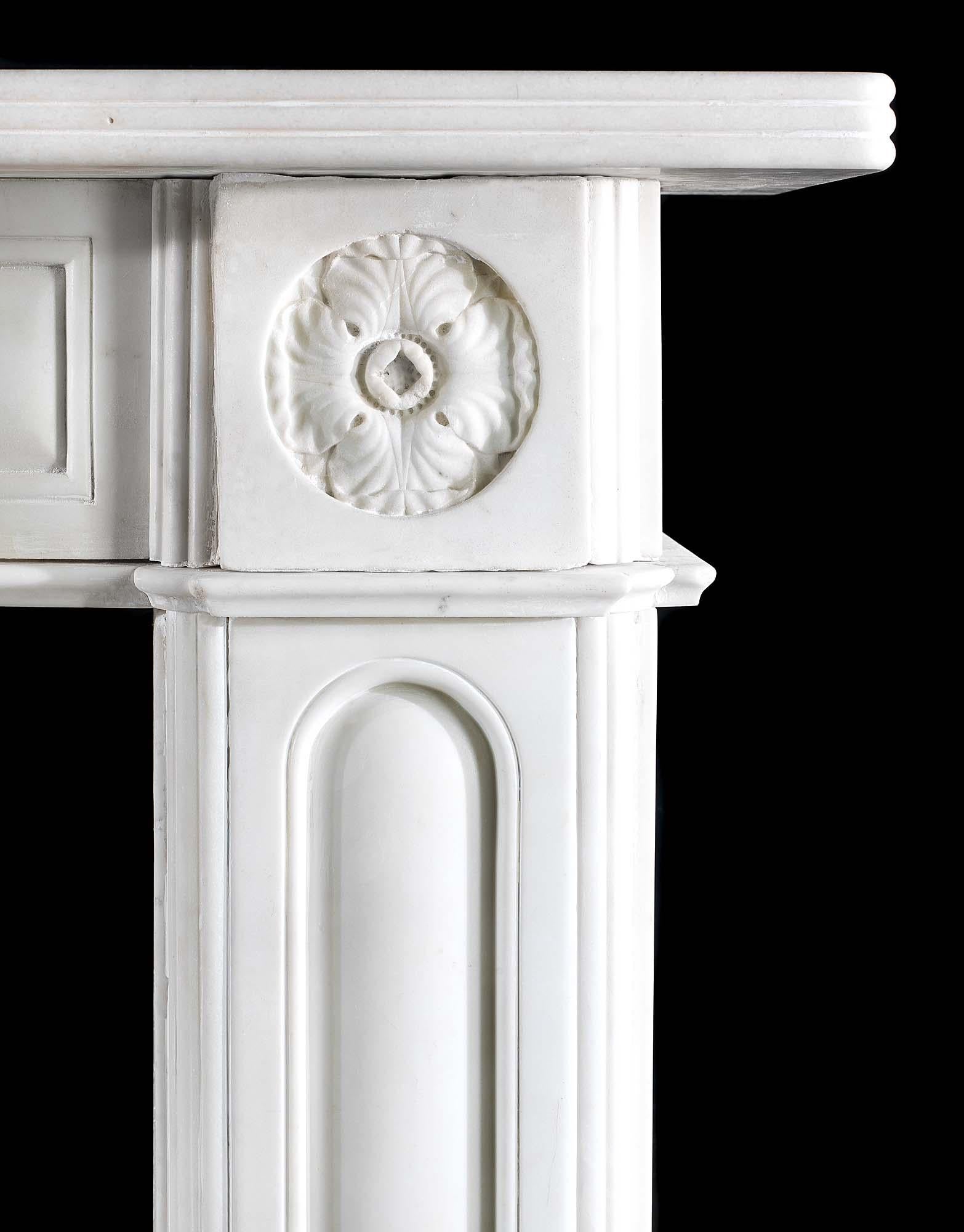 19th Century Regency Fireplace in White Statuary Marble