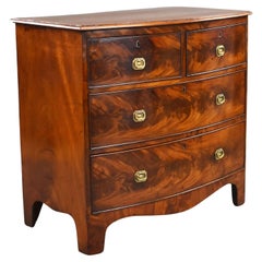Antique Regency Flame Mahogany Bow Front Chest of Drawers