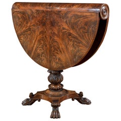 Antique Regency Flame Mahogany Drop-Leaf Occasional Table