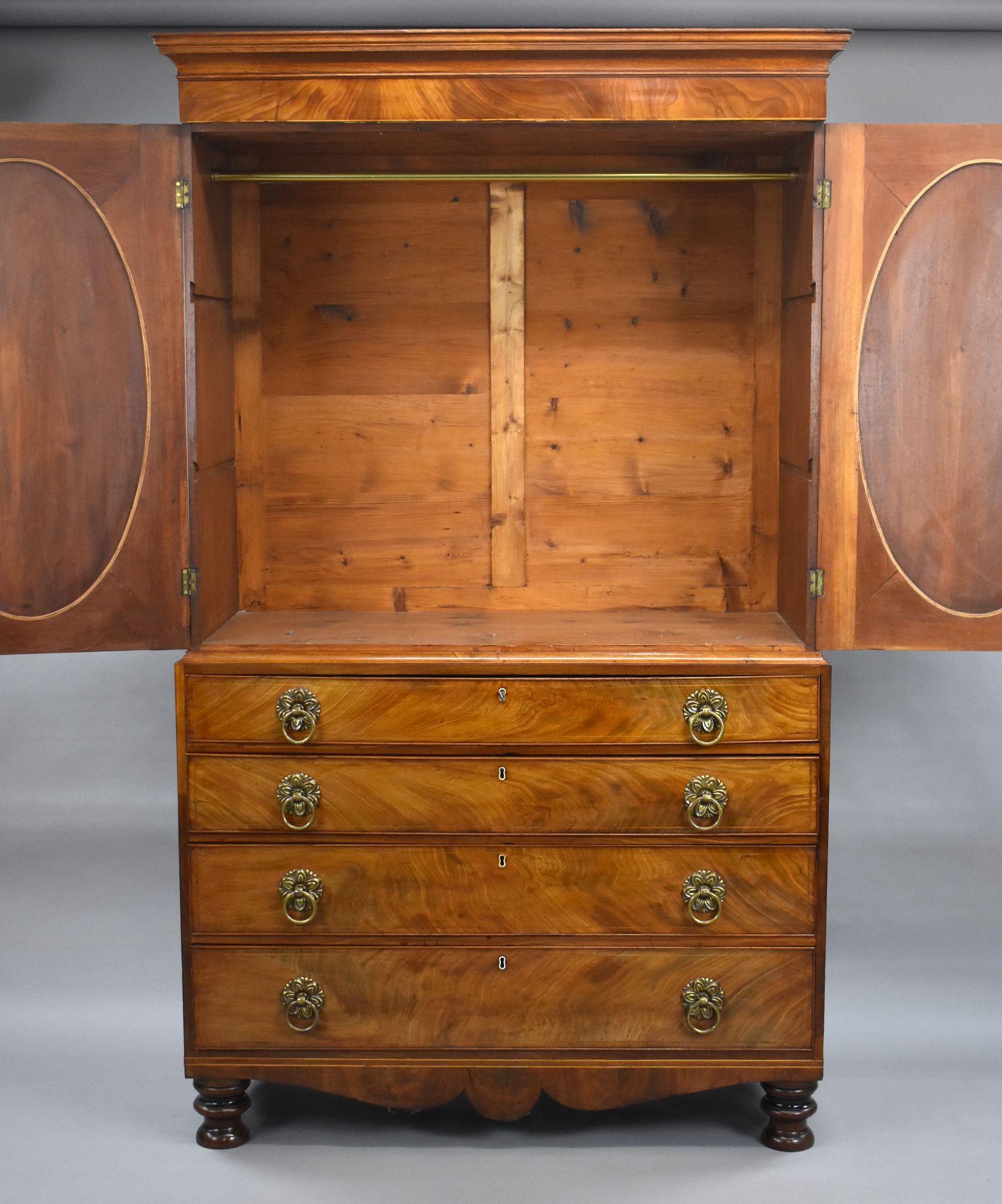 Regency Flame Mahogany Linen Press For Sale 6