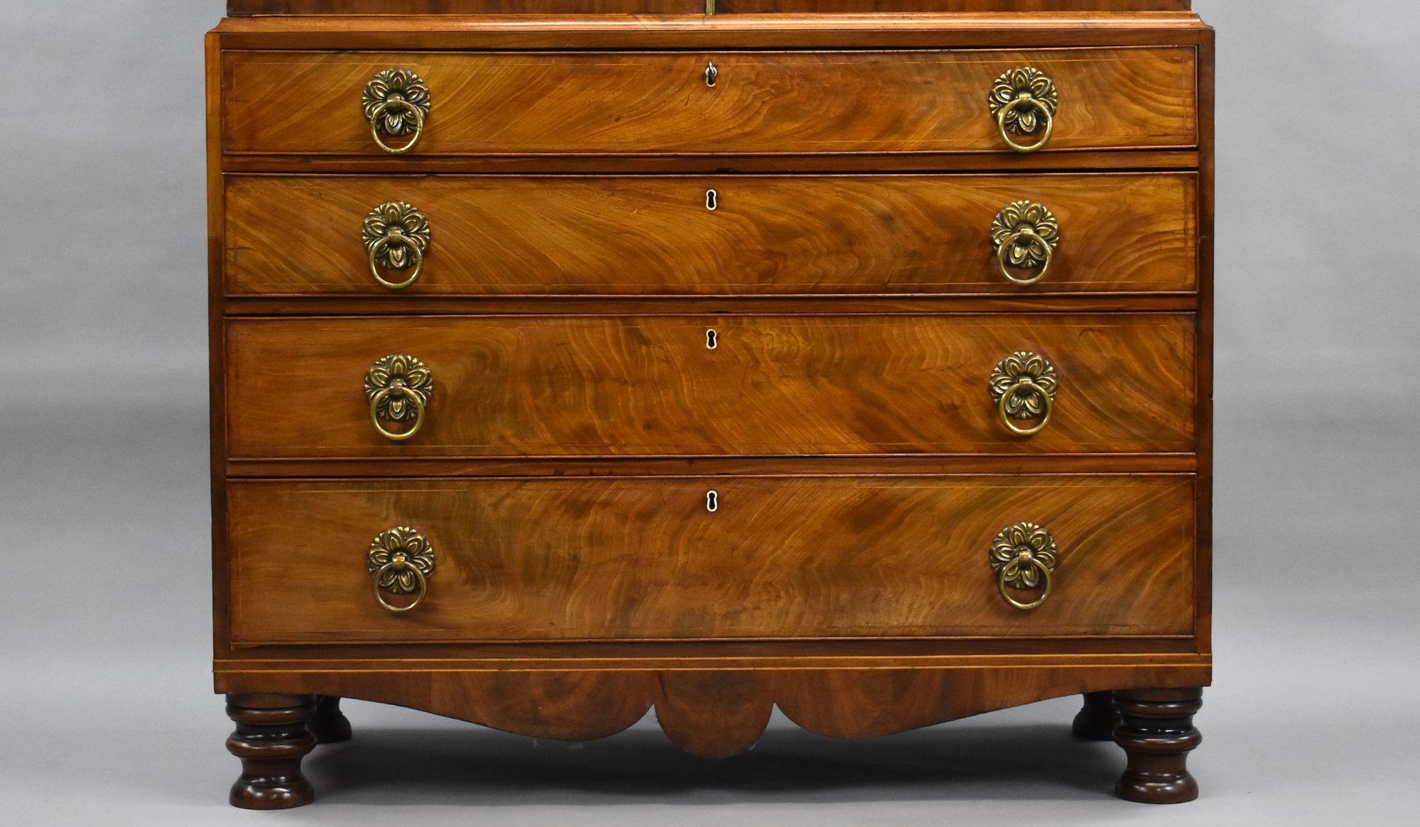 English Regency Flame Mahogany Linen Press For Sale