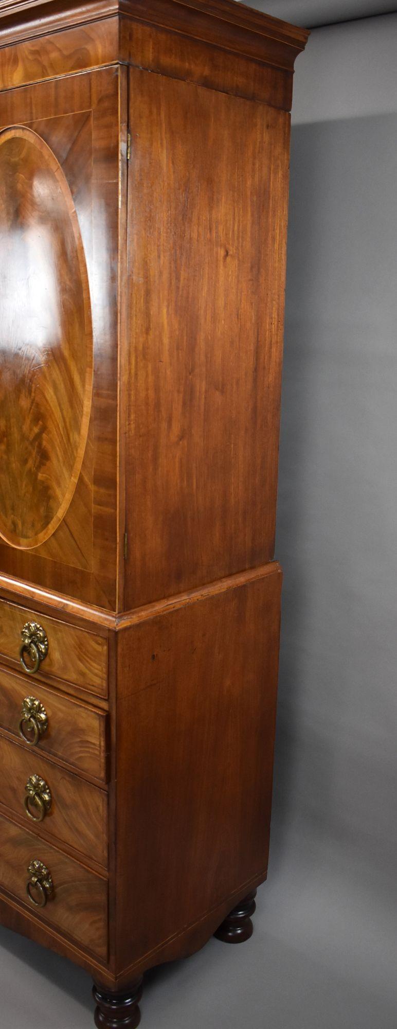19th Century Regency Flame Mahogany Linen Press For Sale