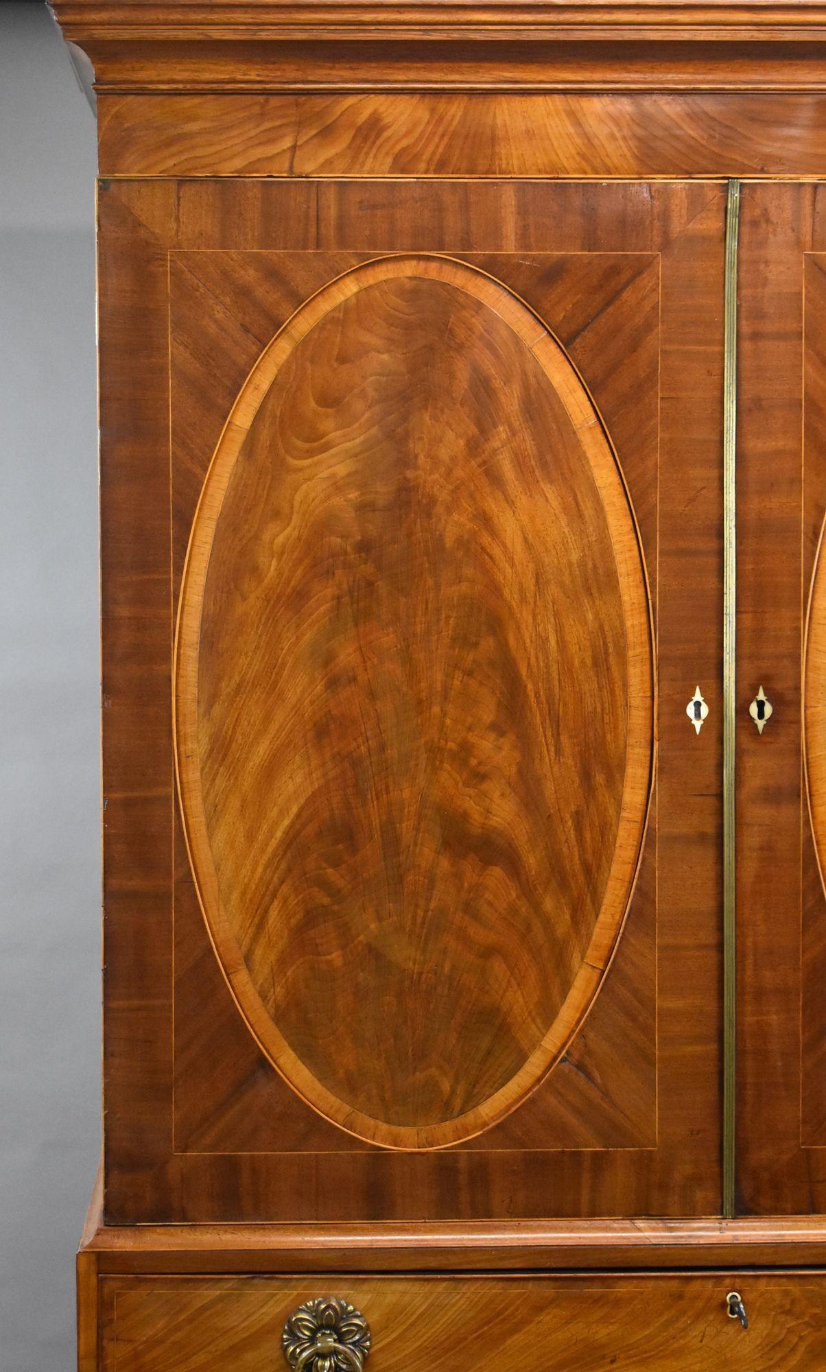 Regency Flame Mahogany Linen Press For Sale 1