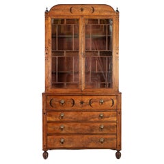 Regency Flame Mahogany Secretaire Bookcase