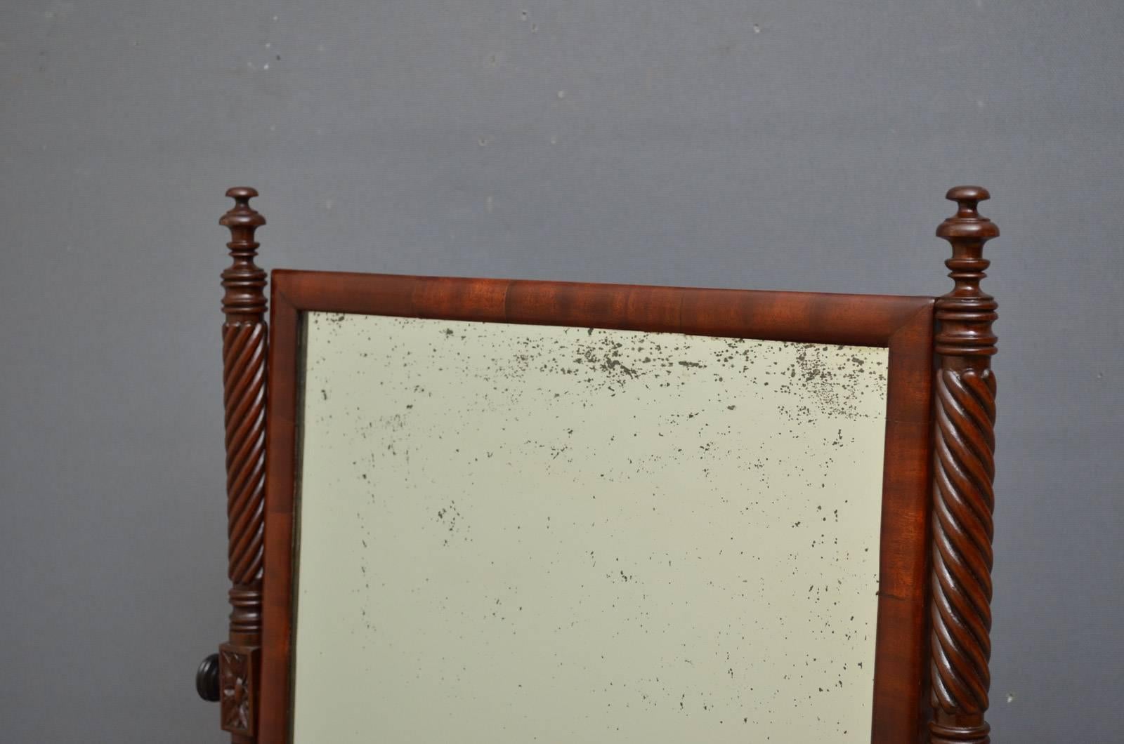 British Regency Flamed Mahogany Toilet Mirror