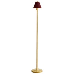 Regency Floor Lamp by Billy Cotton in Brass with Burgundy Shade