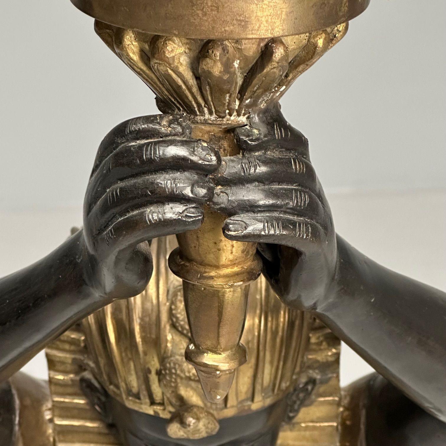 Regency, Floor Lamp, Egyptian Motif, Gilt Metal, Bronze, 1990s For Sale 6