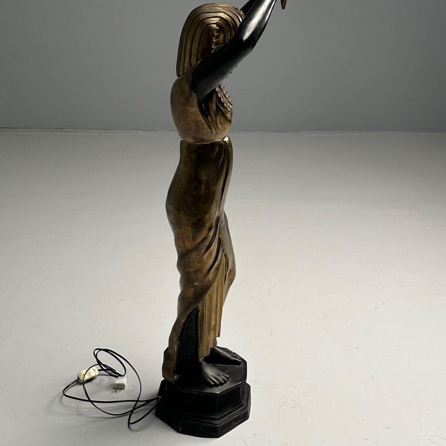 Regency, Floor Lamp, Egyptian Motif, Gilt Metal, Bronze, 1990s For Sale 7